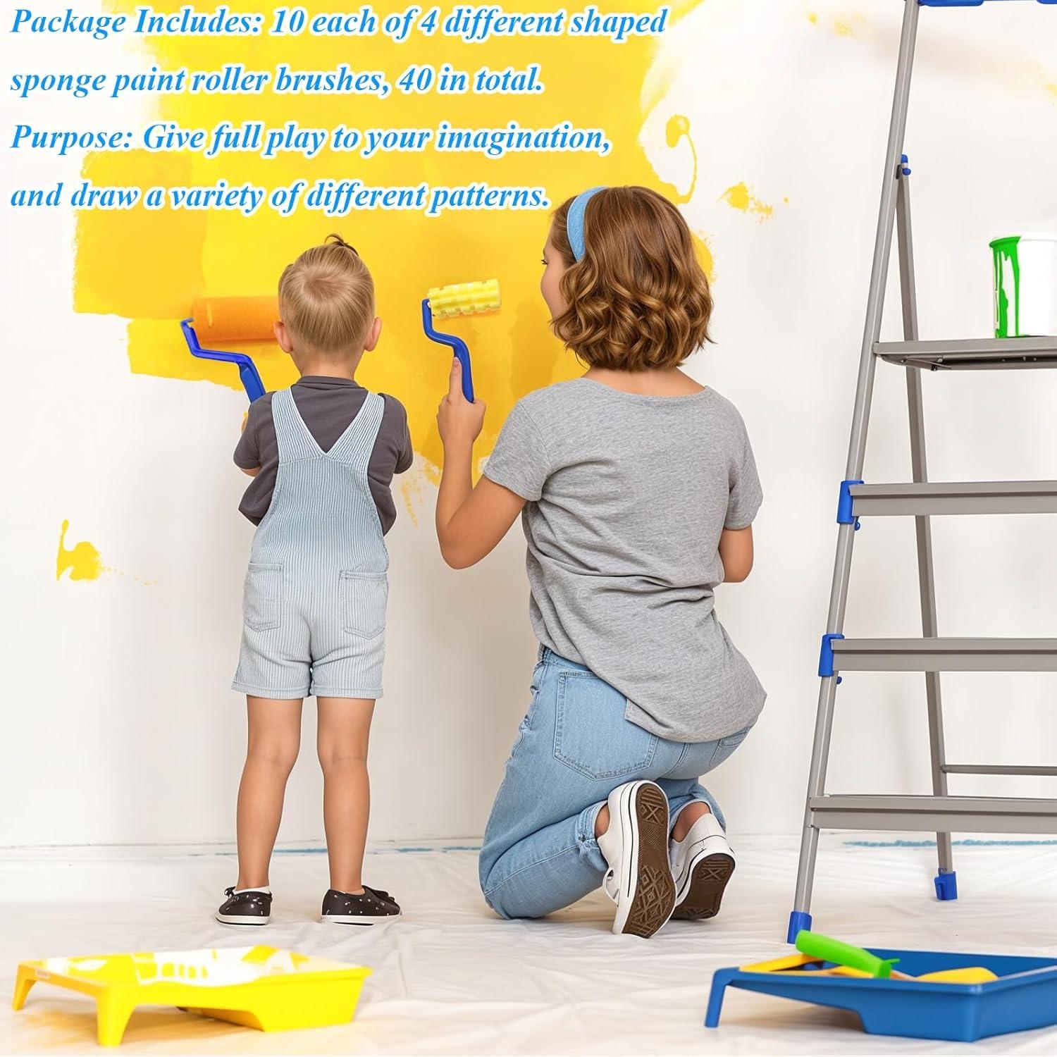 40 Rodillos de Pintura de Espuma SHANDERBAR Reutilizables 7 cm