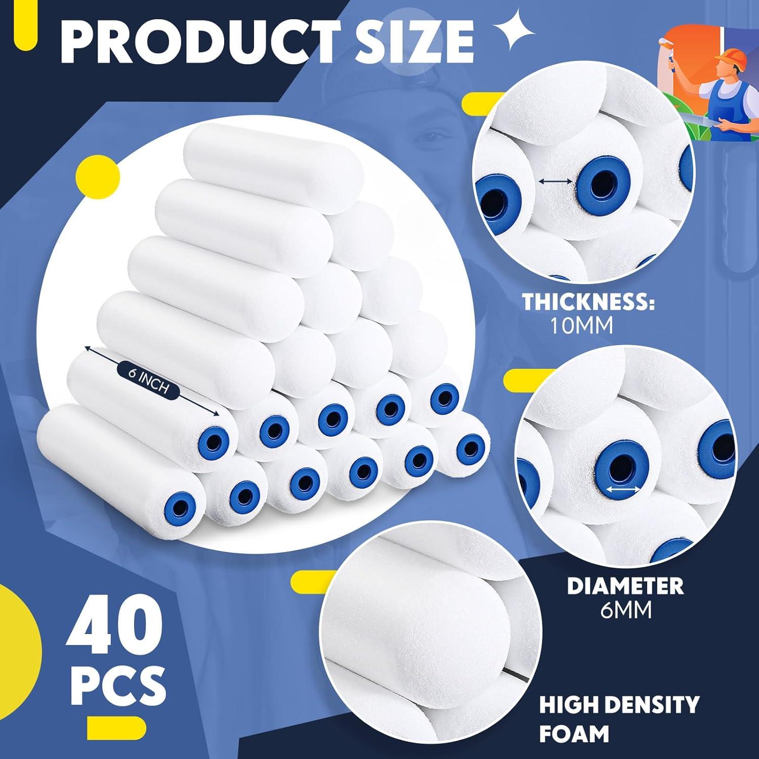 40 Fundas de Rodillo de Pintura Nuenen 15.24 cm Espuma Alta Densidad