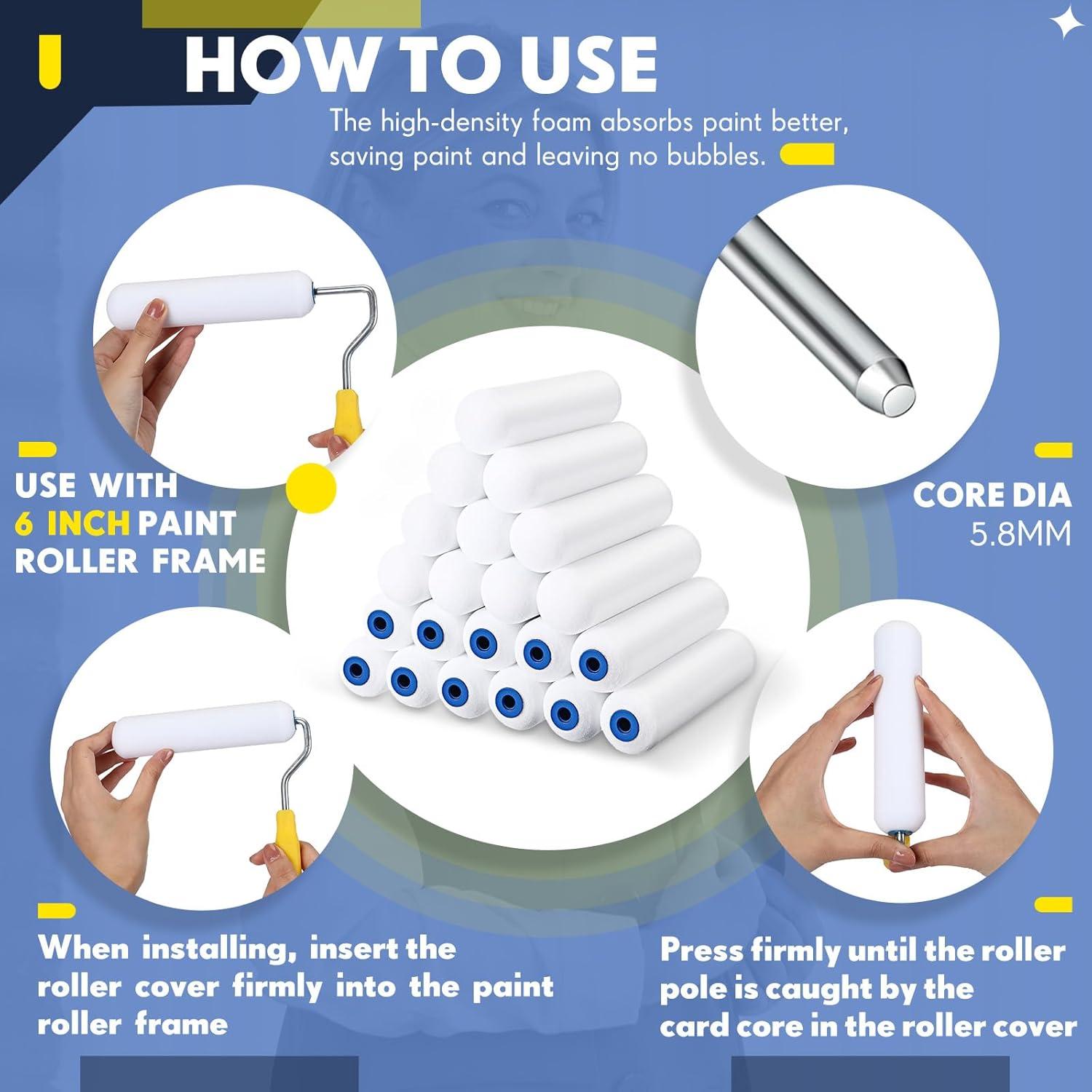 40 Fundas de Rodillo de Pintura Nuenen 15.24 cm Espuma Alta Densidad