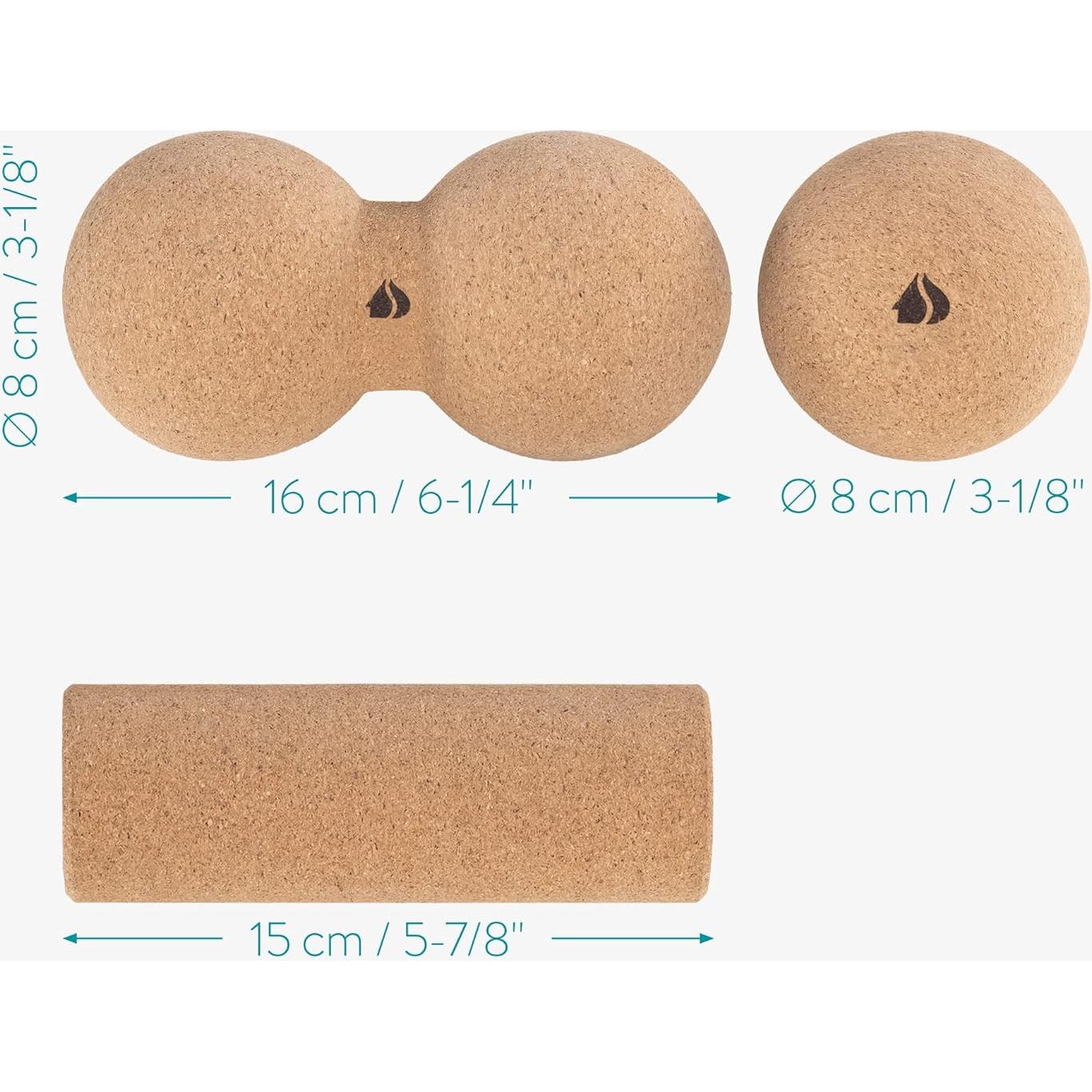 Juego de Rodillos de Masaje de Corcho Navaris - 3 Piezas