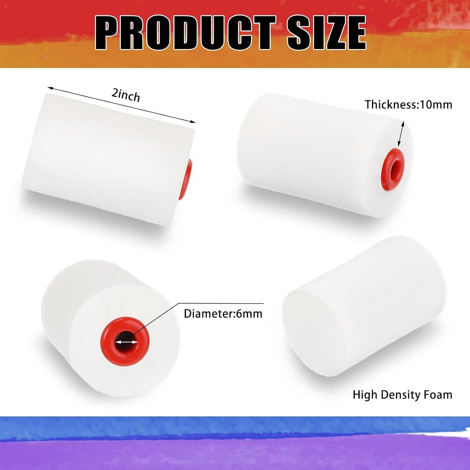 40 Cubiertas de Rodillo de Pintura Mini 2" Zhehao Espuma Densa