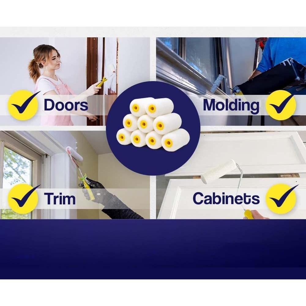 Kit Mini Rodillo de Pintura RZJZGZ 5 cm con Bandeja y Fundas