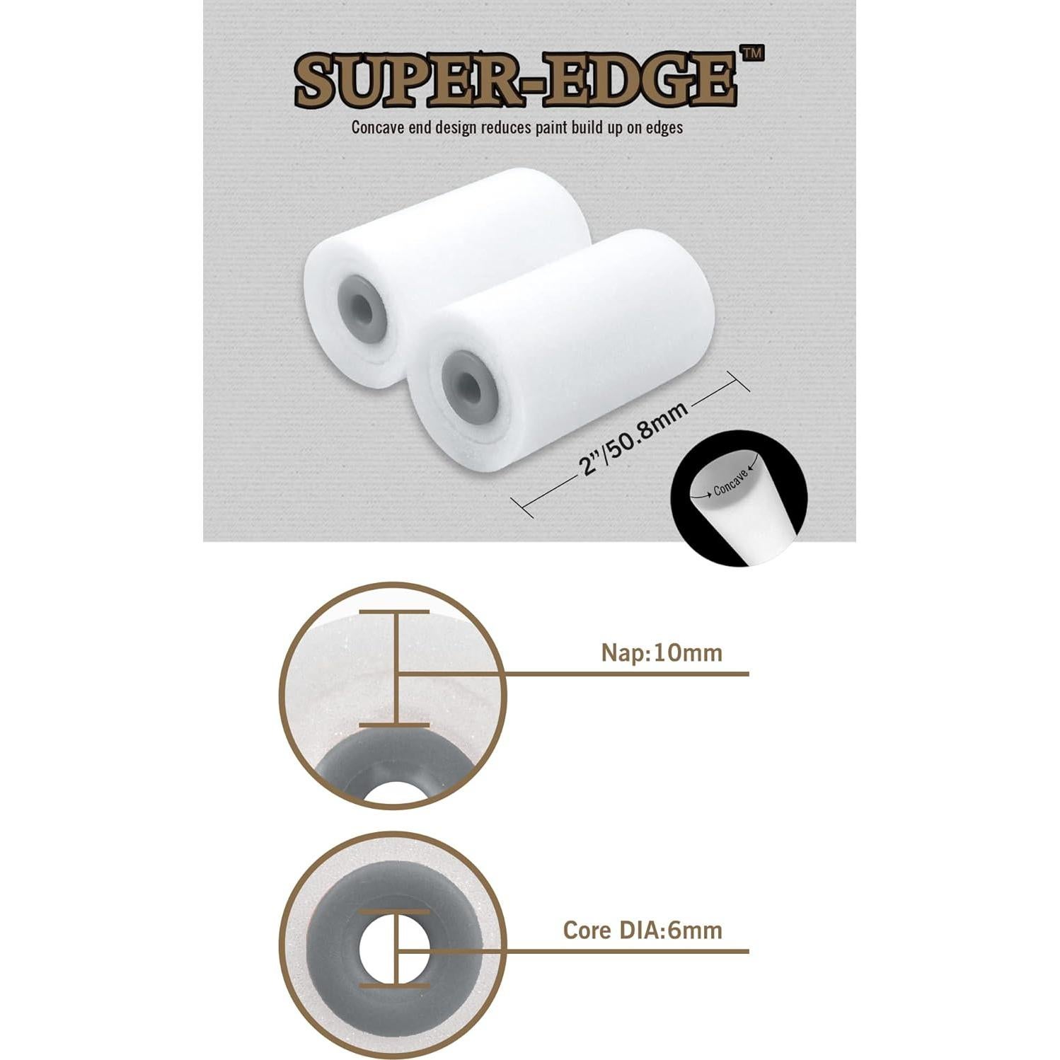 Rodillos de Pintura Mini Espuma ROLLINGDOG 8Pcs 2" Convexo