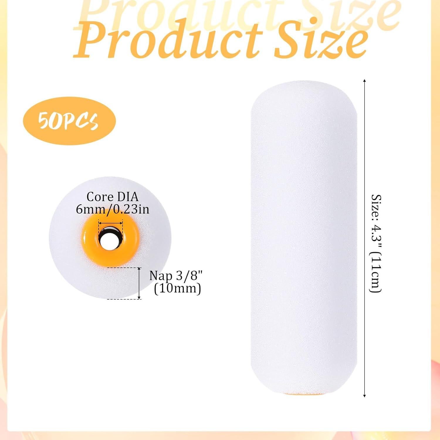 Kit de Rodillos de Pintura de Espuma COMNICO 50 Pcs 10.3 cm