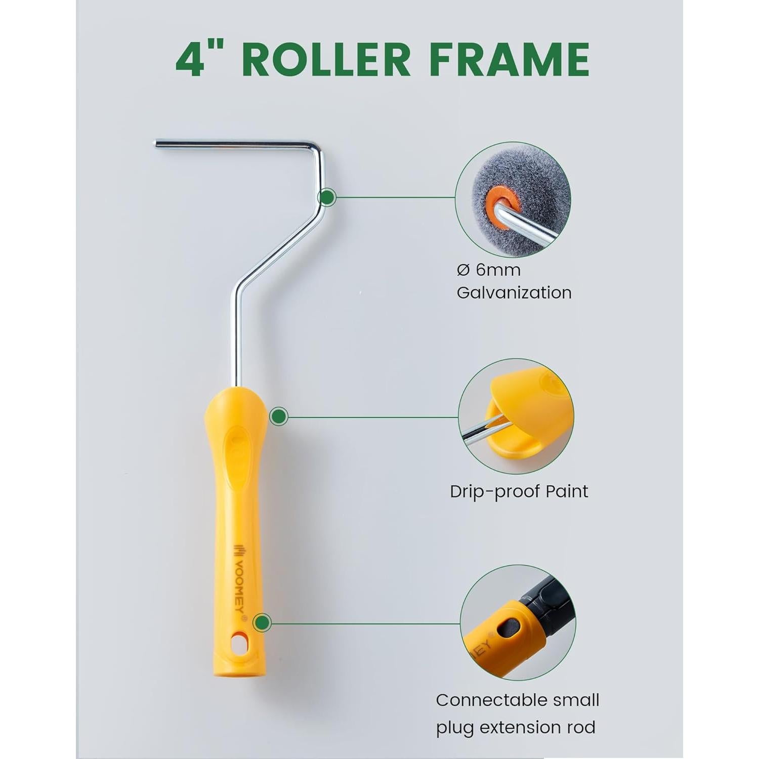 Kit de Rodillo de Pintura Voomey 4" con Bandeja y Marco
