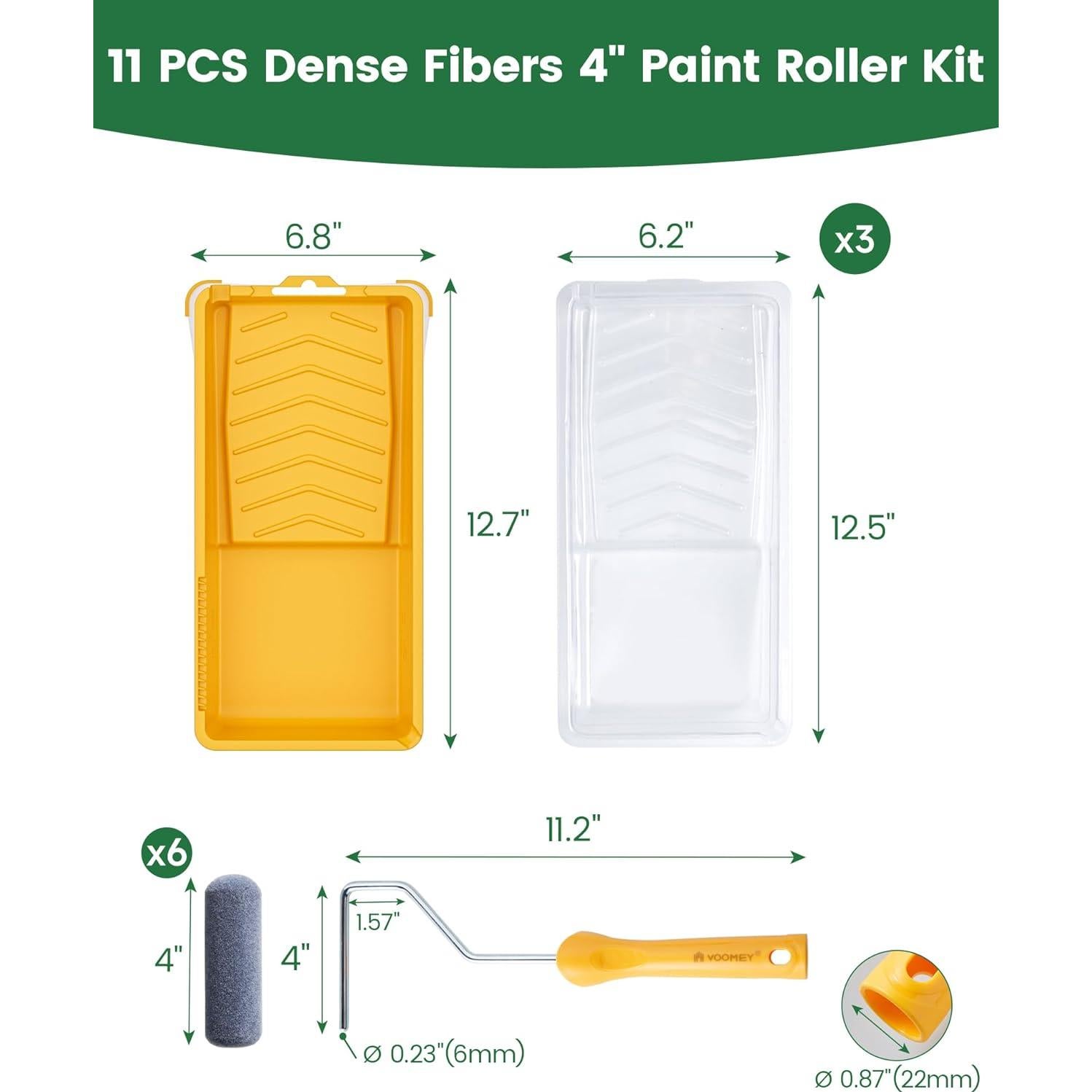 Kit de Rodillo de Pintura Voomey 4" con Bandeja y Marco