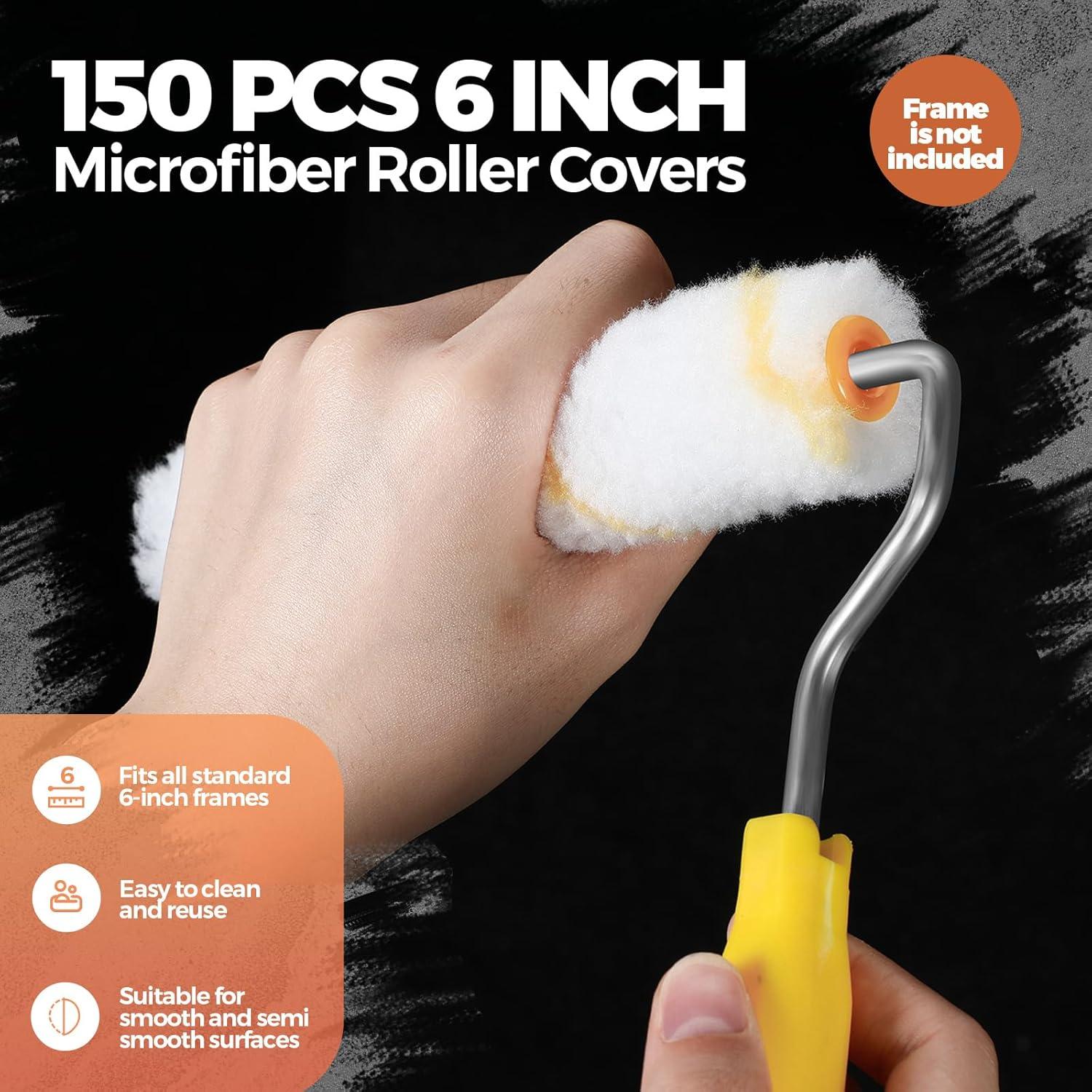 Leumoi 150 Recargas Rodillos Pintura Microfibra 15.24 cm Amarillo