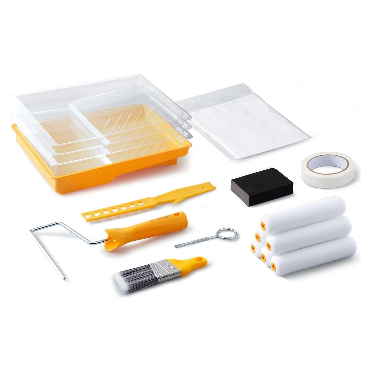 Kit de Pintura Voomey 17 Pcs Rodillo 15 cm Pincel y Bandeja