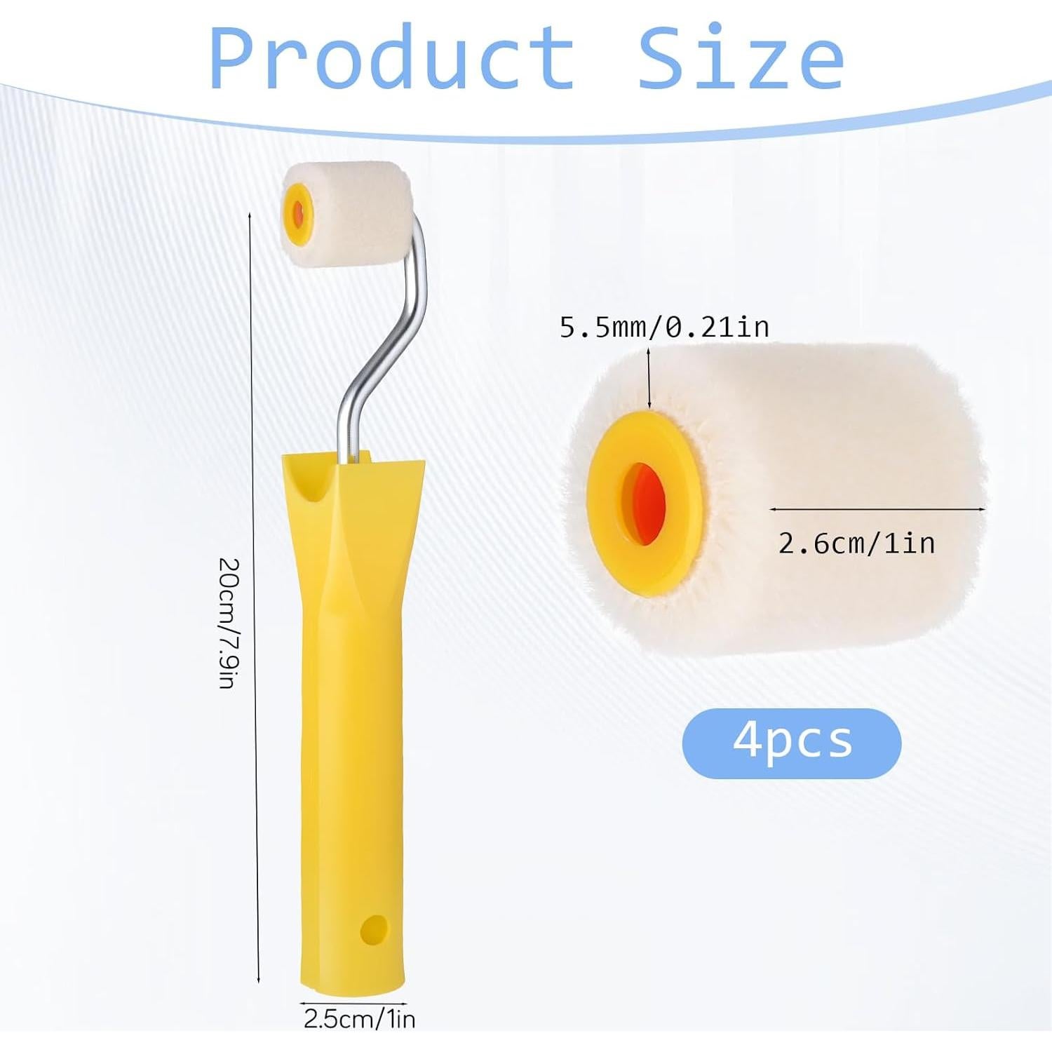 Mini Rodillos de Pintura Aysatogc 20cm + 4 Rodillos 2.6cm