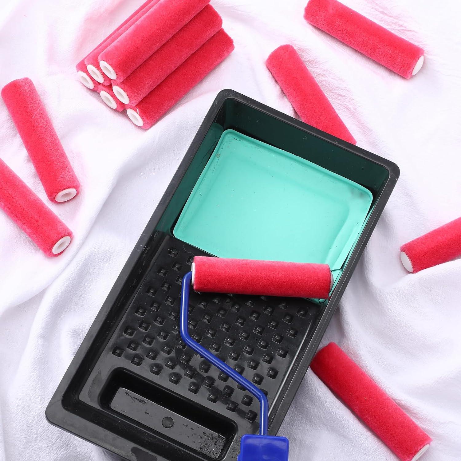 Rodillos de Pintura Mini Leumoi 24 Piezas 10.16 cm Mohair Rosa