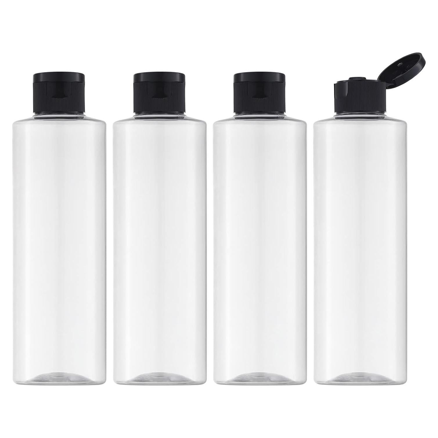 Botellas de Viaje LISAPACK 250ml Transparente 4 Pcs Tapa Abatible