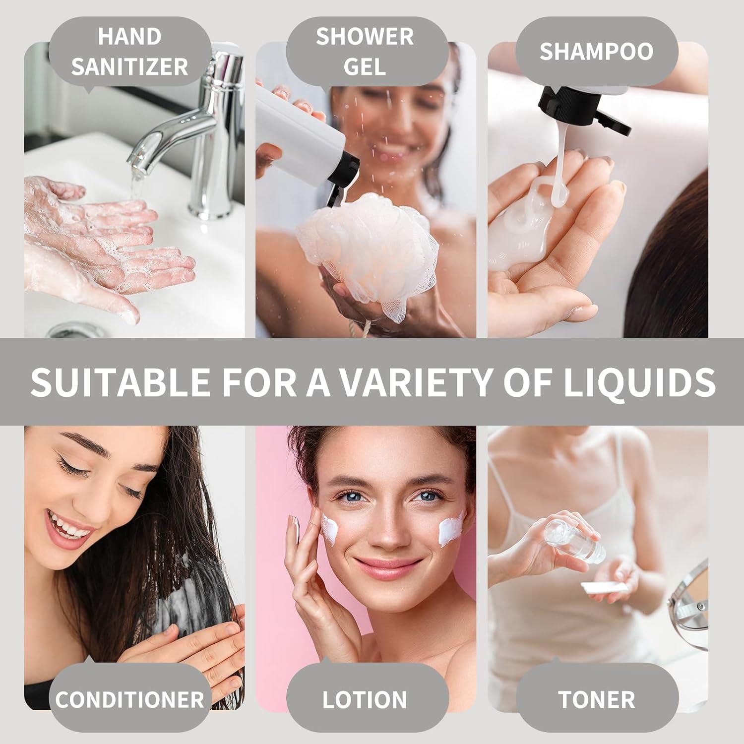 Botellas de Viaje LISAPACK 250ml Transparente 4 Pcs Tapa Abatible