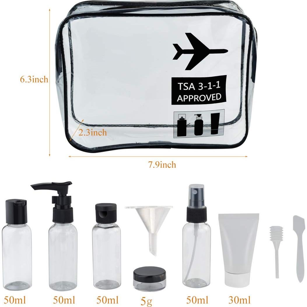 Juego de Botellas de Viaje Wobe con Bolsa Aprobada TSA 20.1x16cm