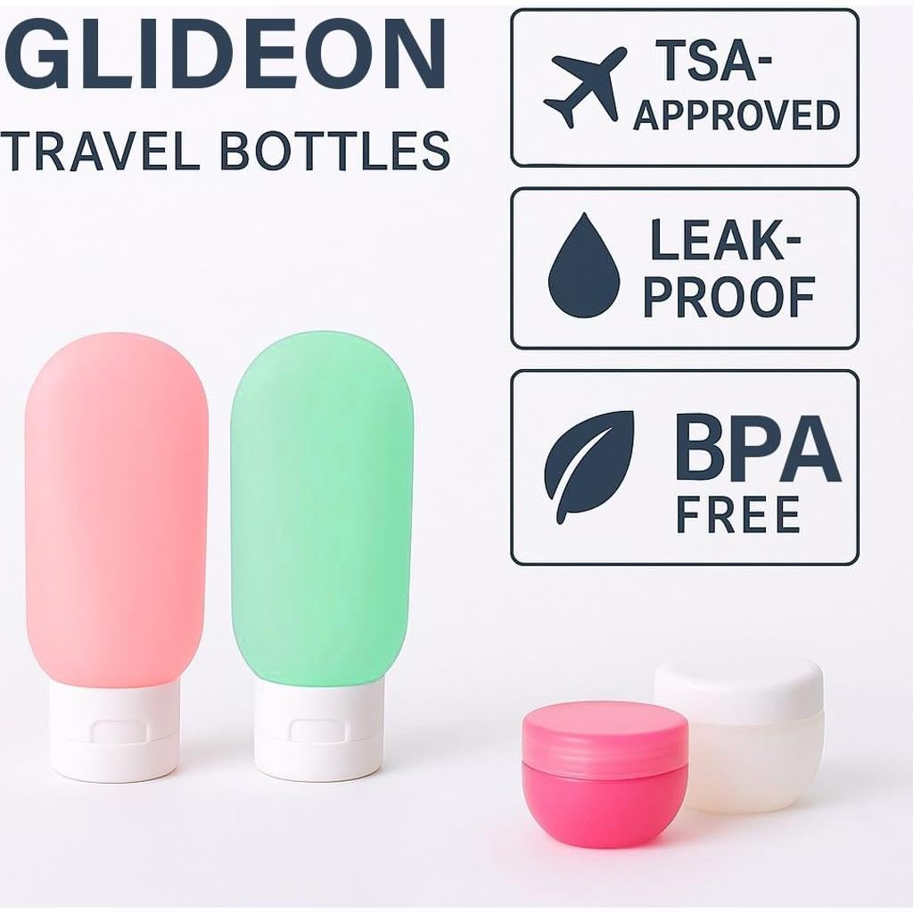 Juego de 16 Botellas de Viaje Aprobadas por TSA - Silicona a Prueba de Fugas