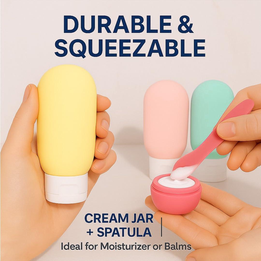 Juego de 16 Botellas de Viaje Aprobadas por TSA - Silicona a Prueba de Fugas