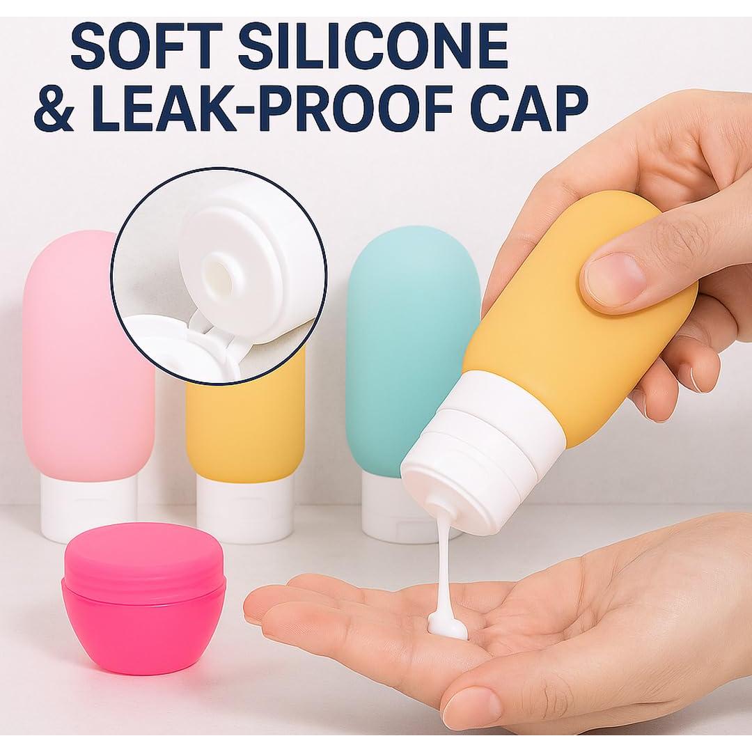 Juego de 16 Botellas de Viaje Aprobadas por TSA - Silicona a Prueba de Fugas