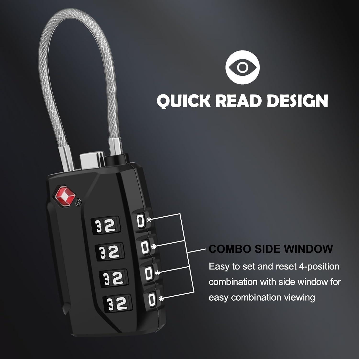 Candados de Equipaje TSA Diyife, 2 Paquete, 4 Dígitos