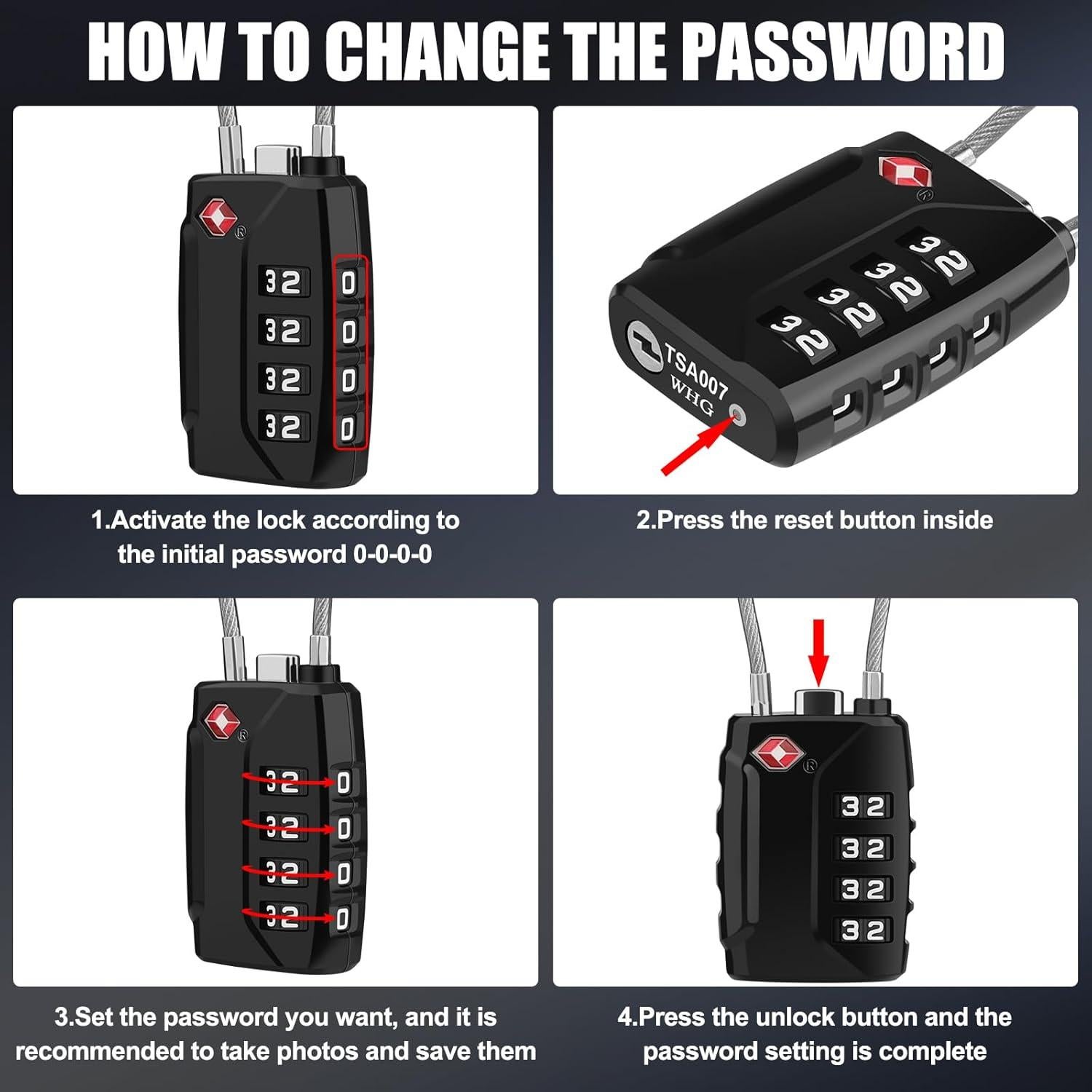 Candados de Equipaje TSA Diyife, 2 Paquete, 4 Dígitos