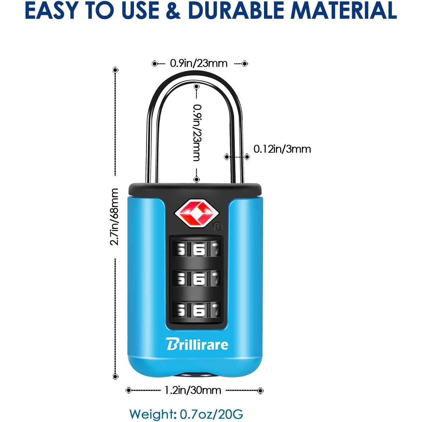 2 Candados de Equipaje Brillirare Aprobados por TSA Azul