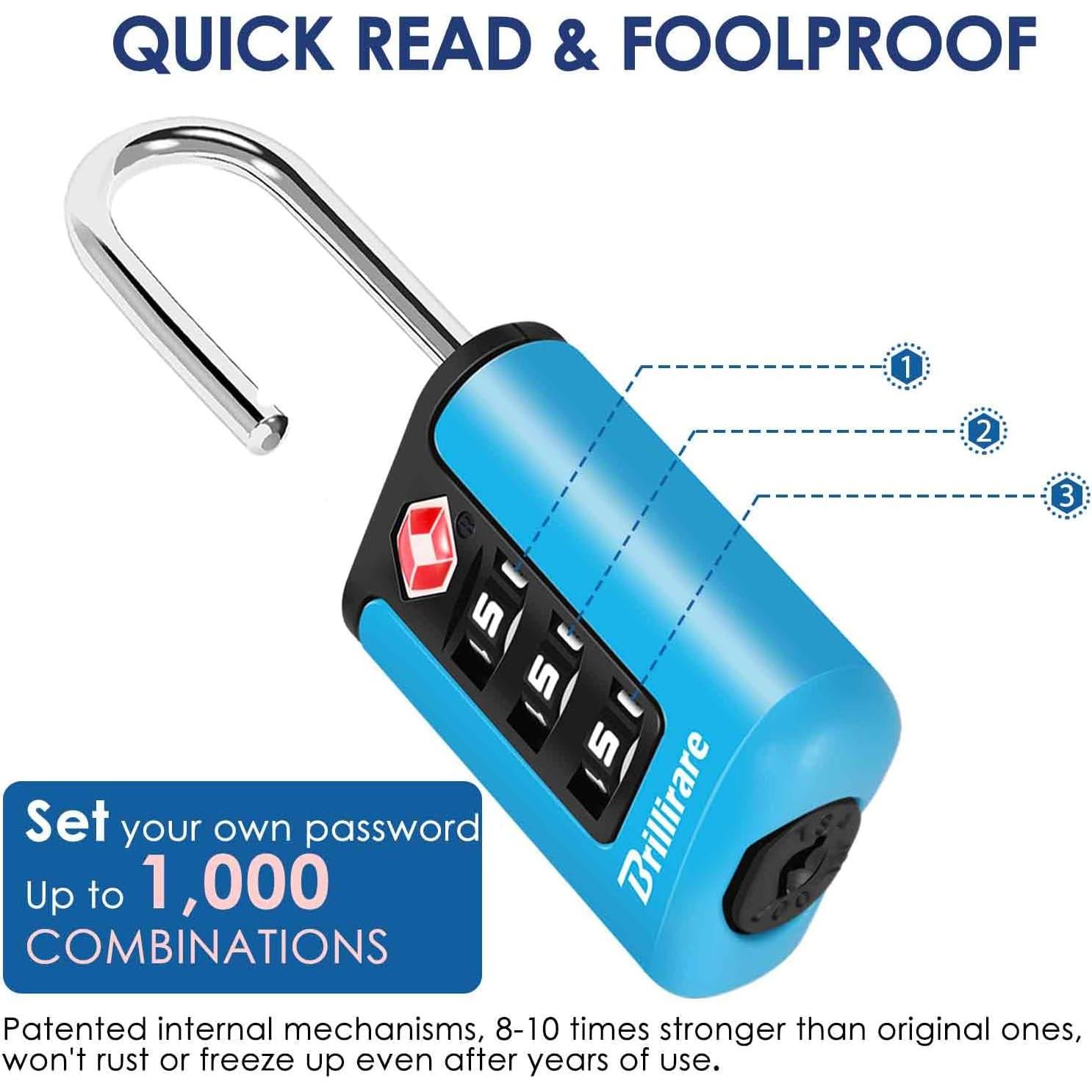 2 Candados de Equipaje Brillirare Aprobados por TSA Azul