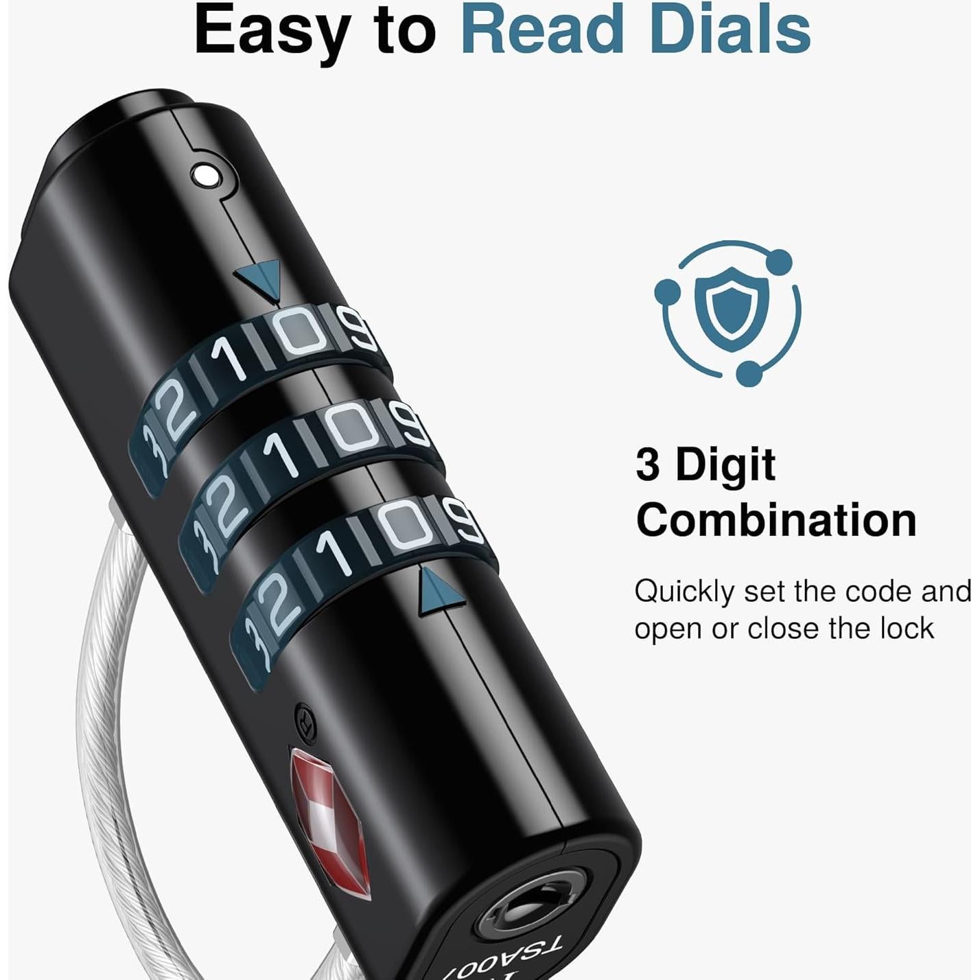 Candados de Combinación Puroma TSA 2 Pack Negro 0.11 kg