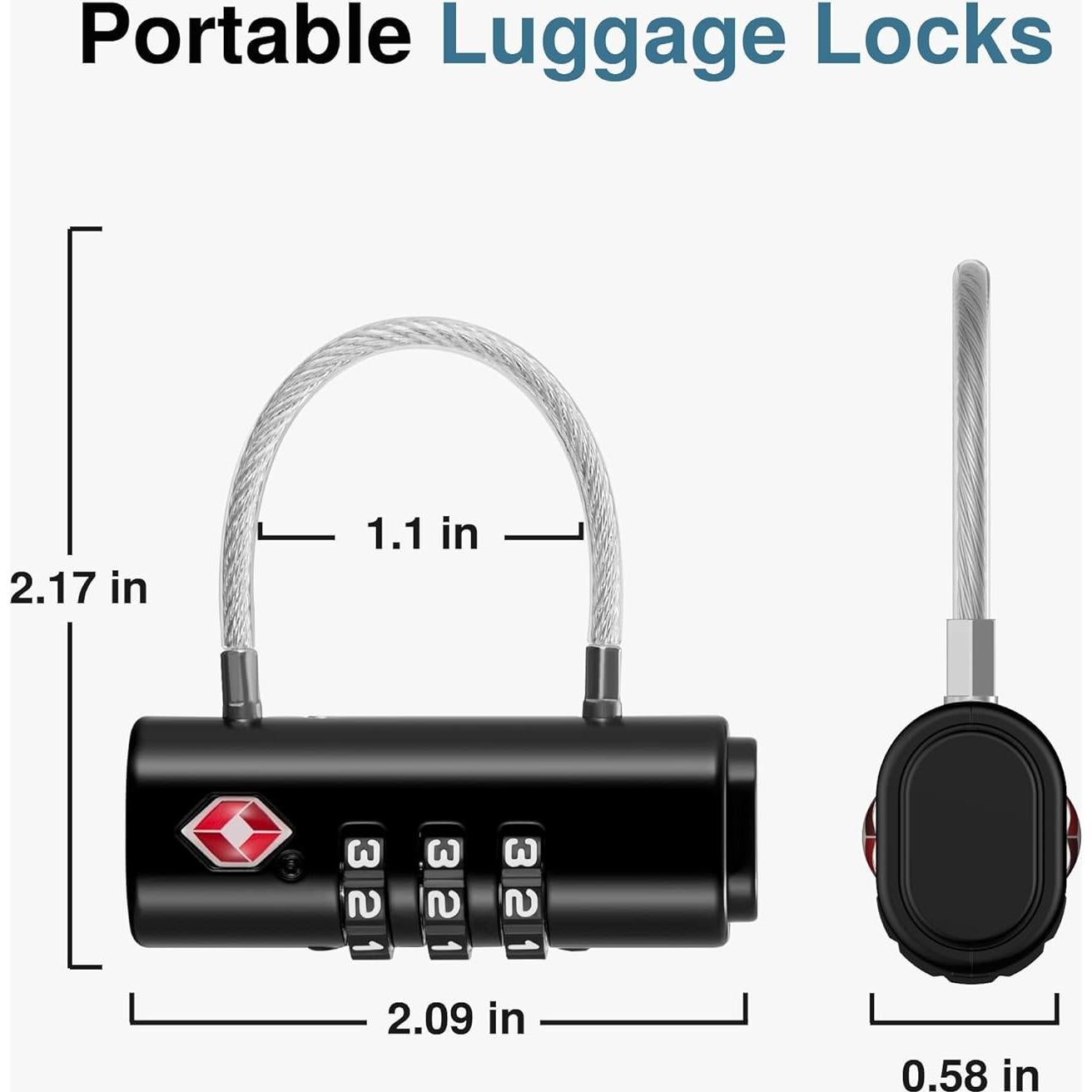 Candados de Combinación Puroma TSA 2 Pack Negro 0.11 kg