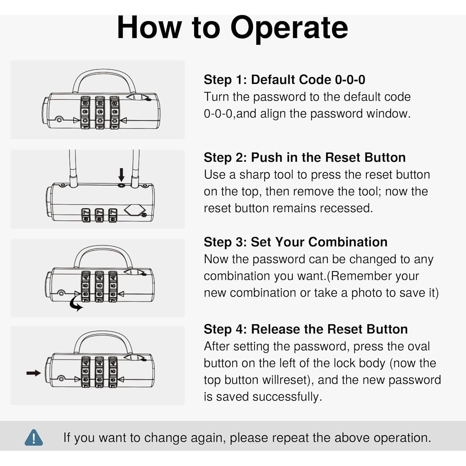 Candados de Combinación Puroma TSA 2 Pack Negro 0.11 kg
