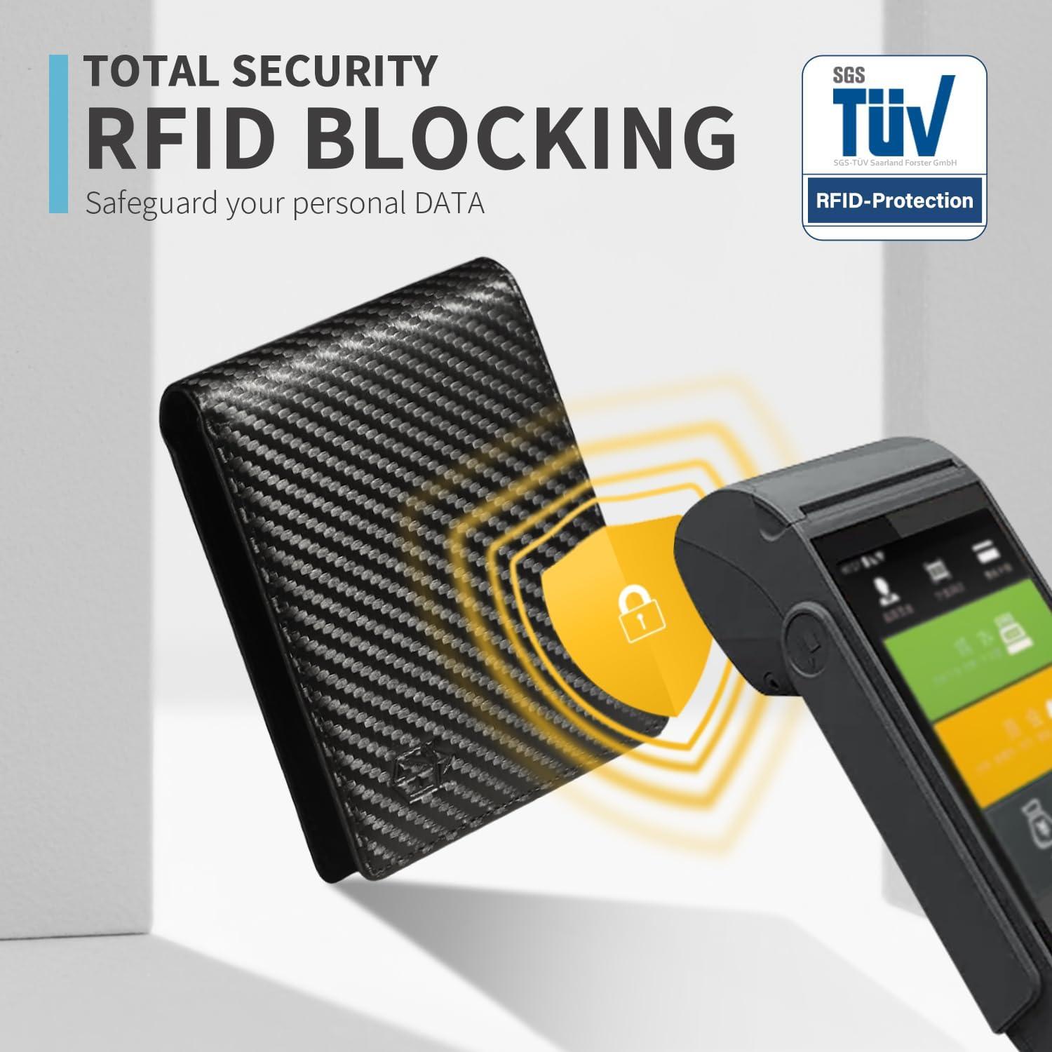 Billetera Zitahli para Hombres Slim RFID Cuero 12 Tarjetas