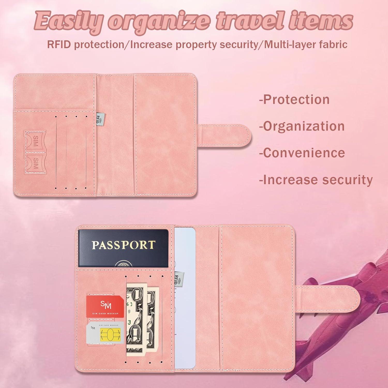 Funda de Pasaporte Gtziqa Rosa con Bloqueo RFID Impermeable