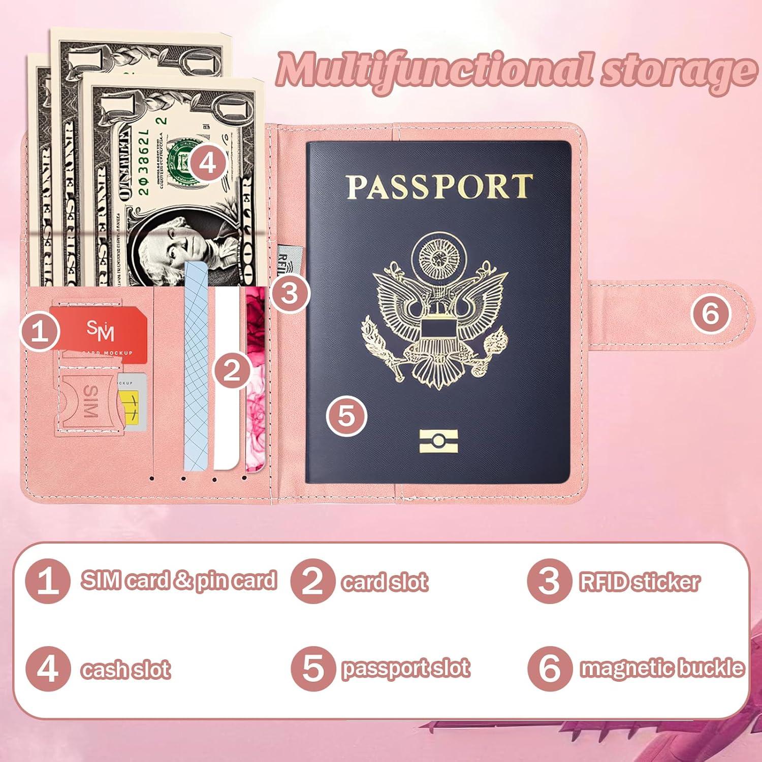 Funda de Pasaporte Gtziqa Rosa con Bloqueo RFID Impermeable