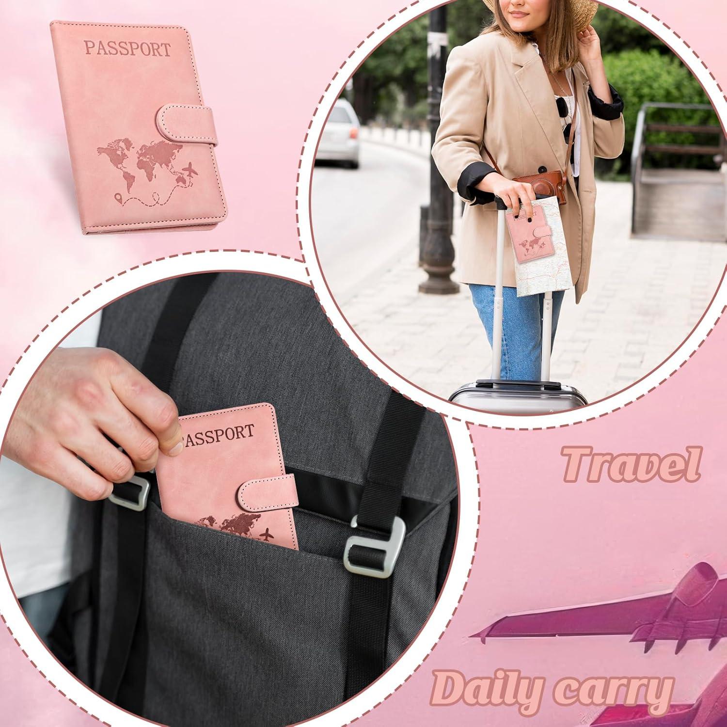 Funda de Pasaporte Gtziqa Rosa con Bloqueo RFID Impermeable