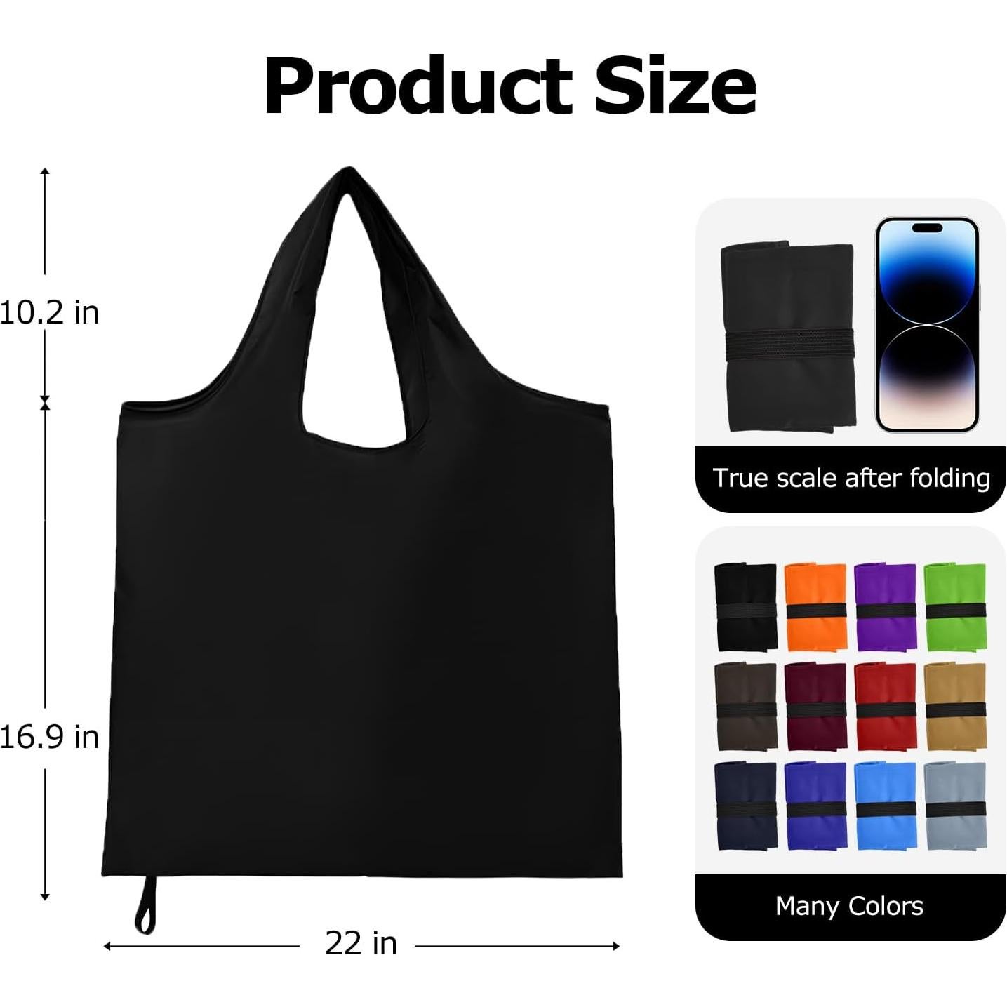 Bolsa de Compras Plegable Criyar Negra Impermeable 55x43cm