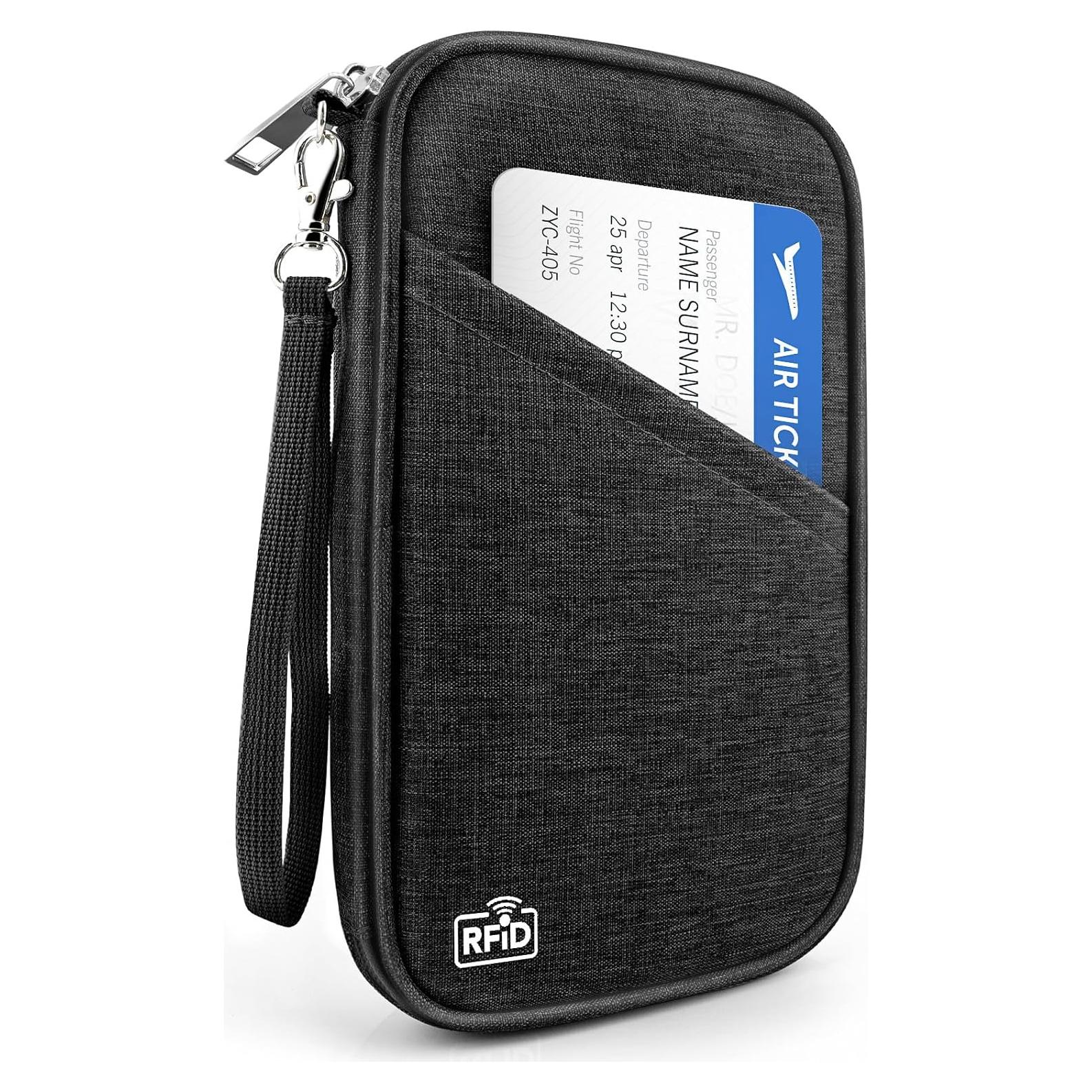 Organizador de Documentos de Viaje HOHOM Negro para 5 Pasaportes