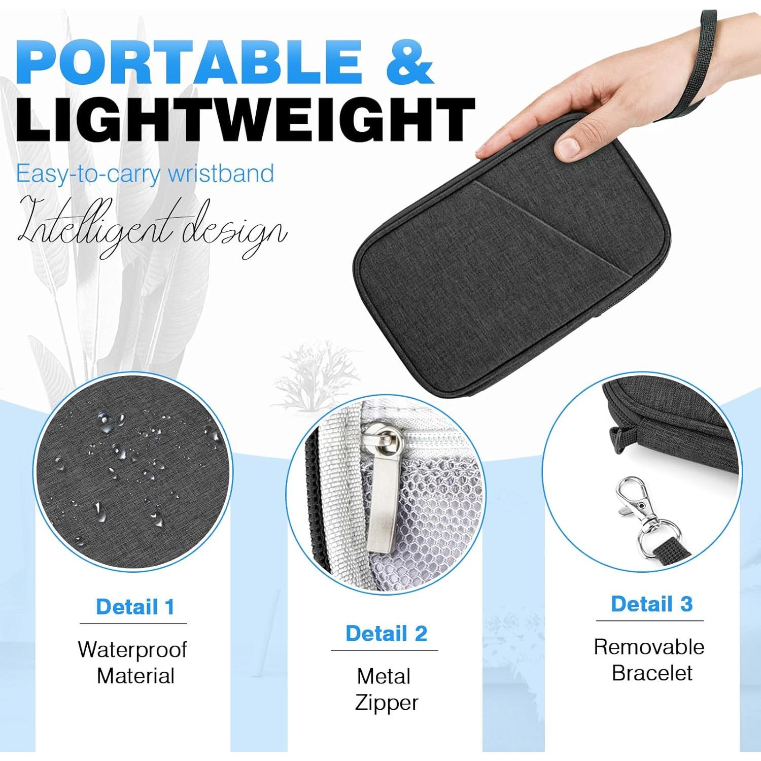 Organizador de Documentos de Viaje HOHOM Negro para 5 Pasaportes