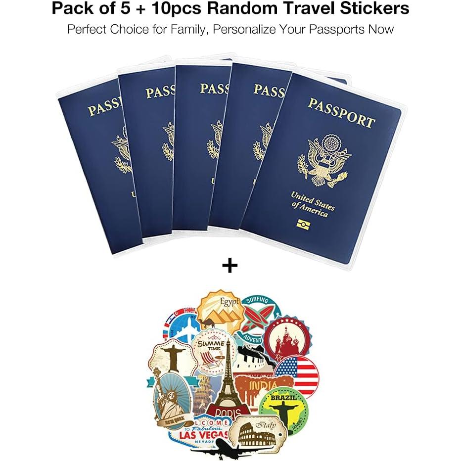 Paquete de 5 Fundas de Pasaporte Transparentes WHALEZON