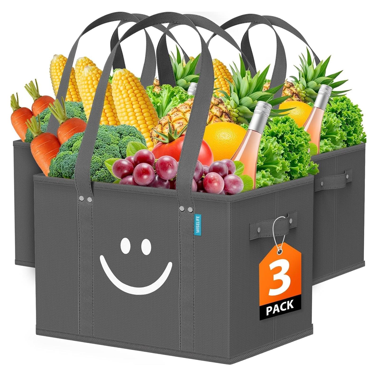 Bolsas de Compras Reutilizables WISELIFE 3 Piezas Plegables