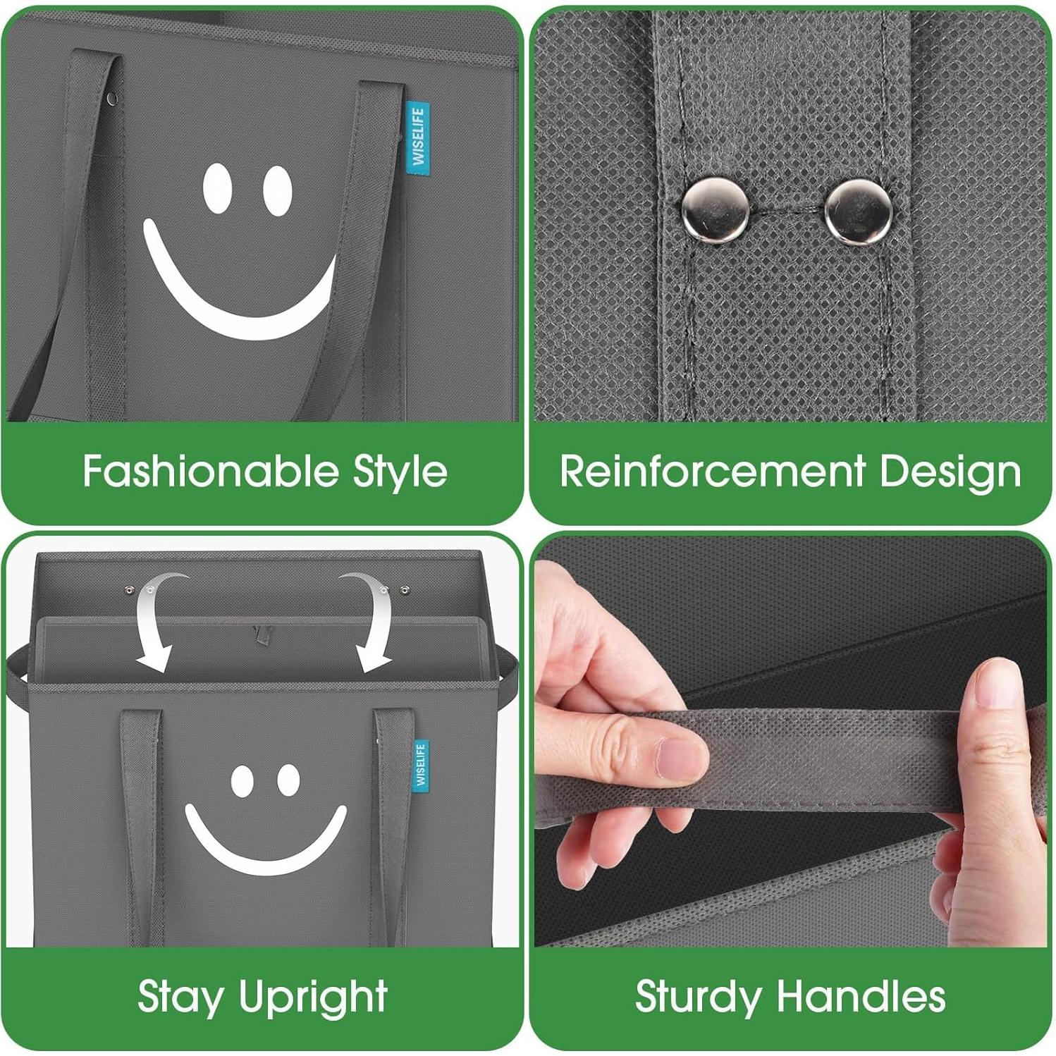 Bolsas de Compras Reutilizables WISELIFE 3 Piezas Plegables