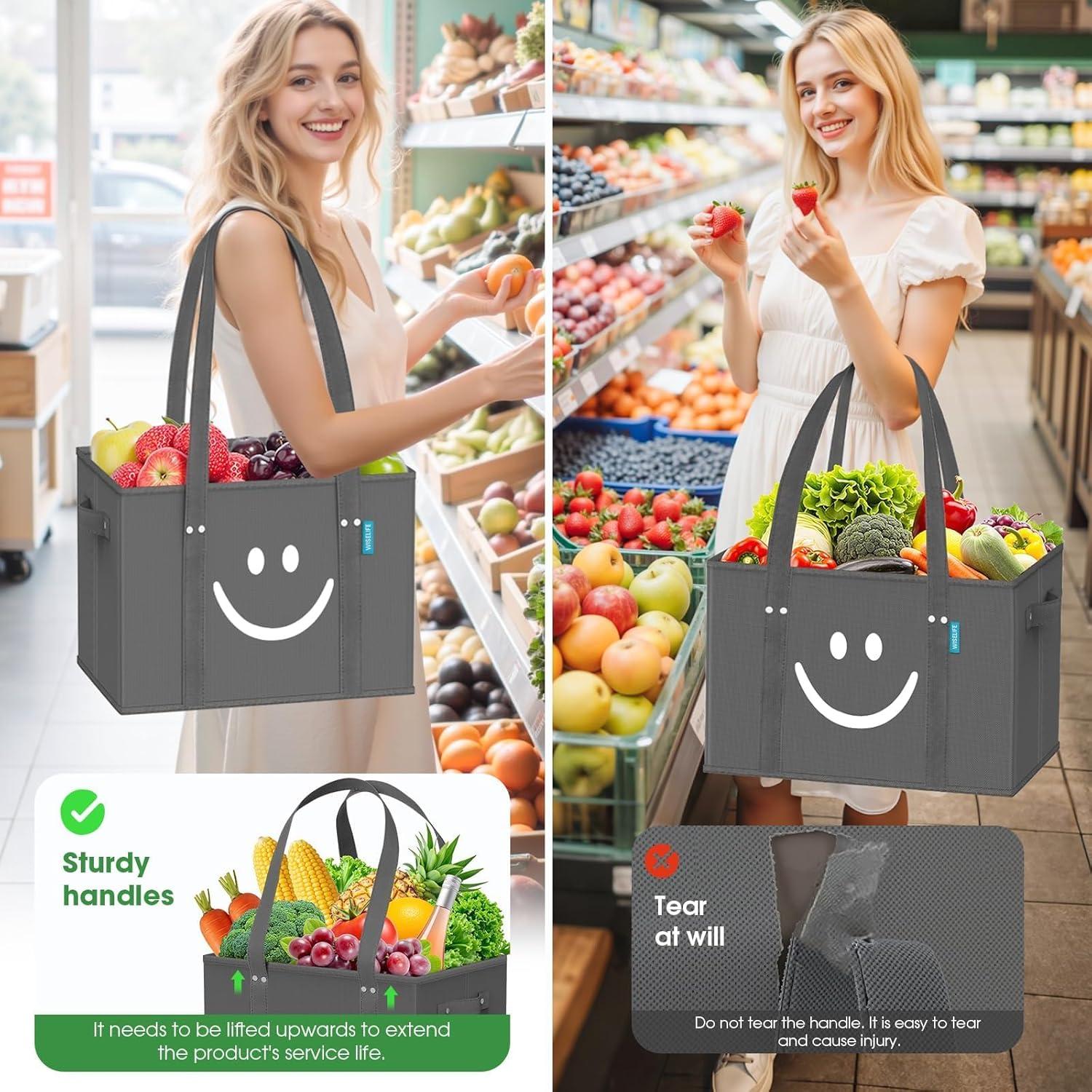 Bolsas de Compras Reutilizables WISELIFE 3 Piezas Plegables