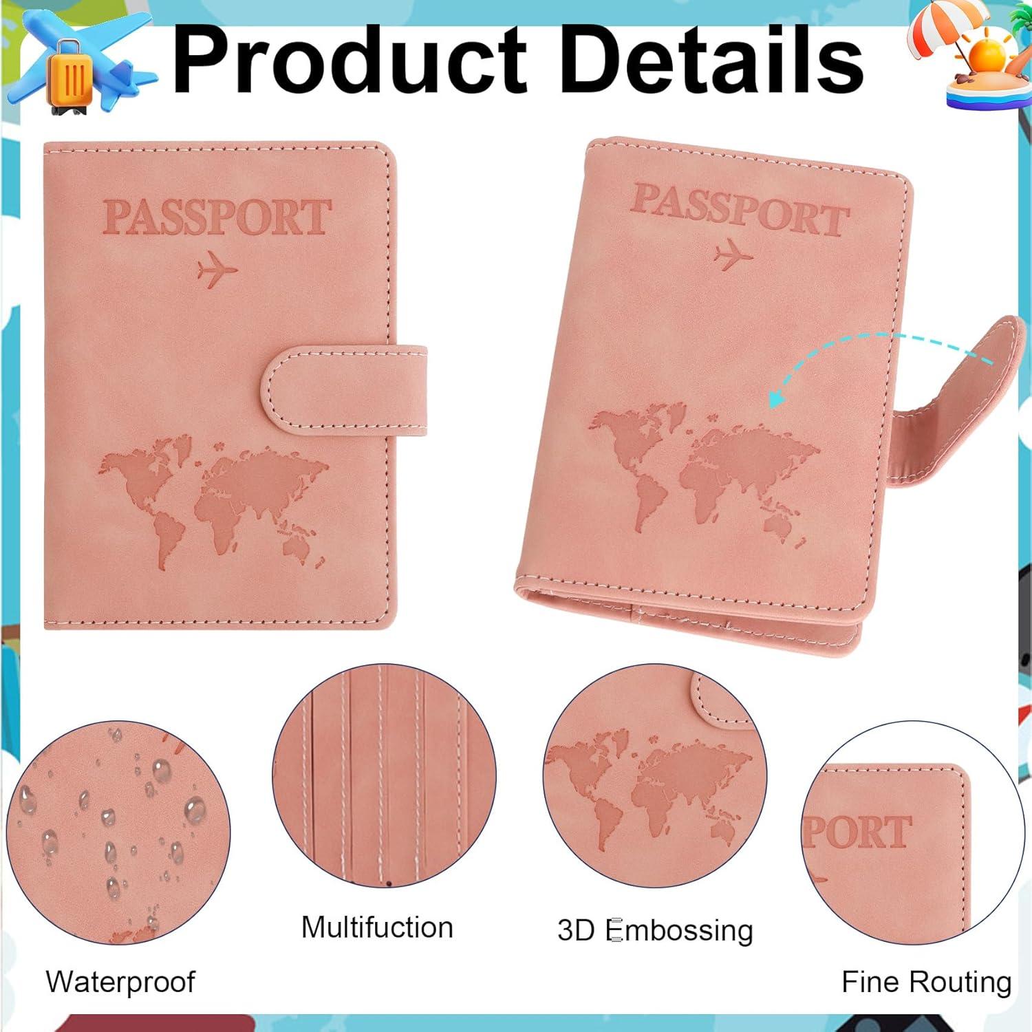 Portapasaportes de Cuero Rosa CsyuyHIF - Multifuncional y Seguro