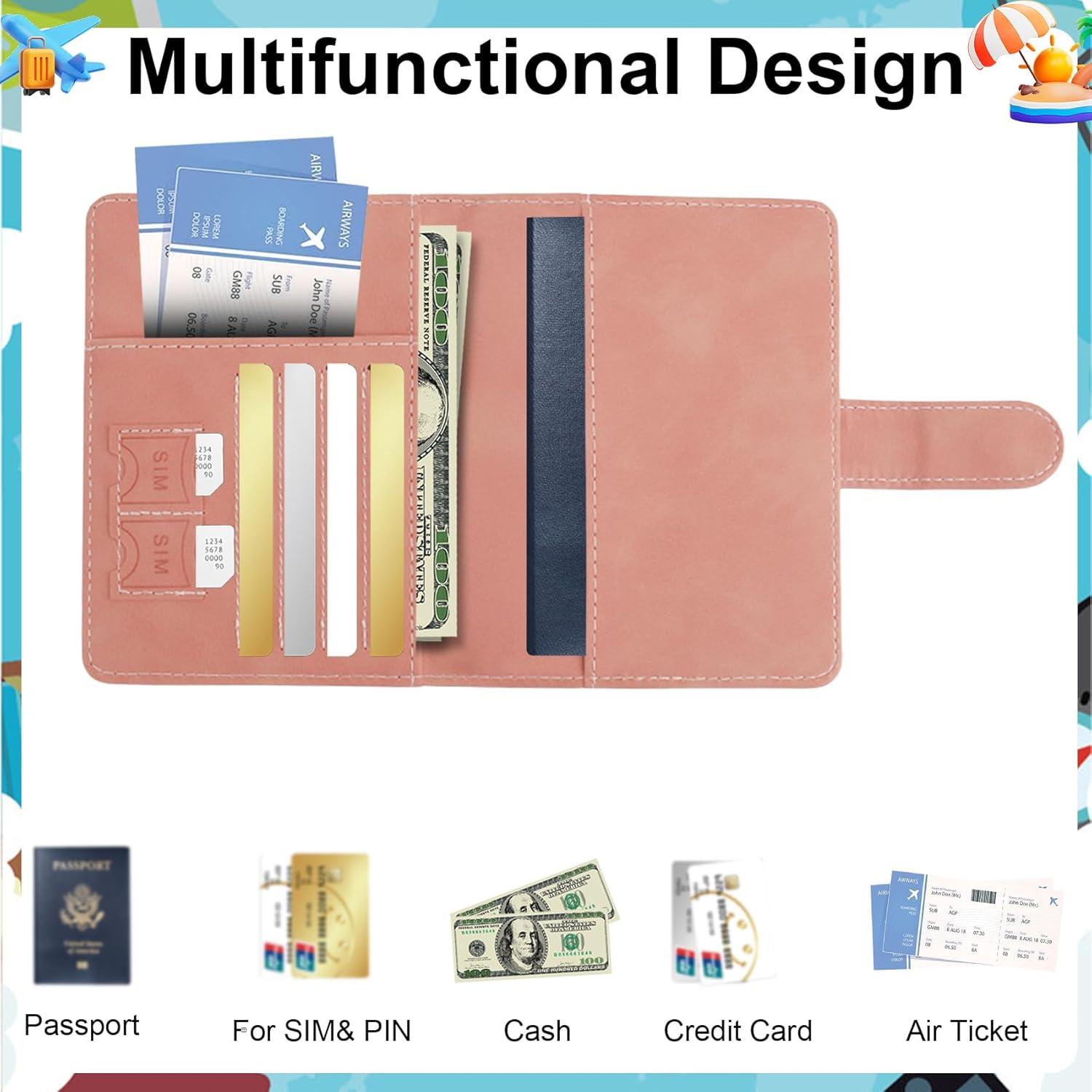 Portapasaportes de Cuero Rosa CsyuyHIF - Multifuncional y Seguro