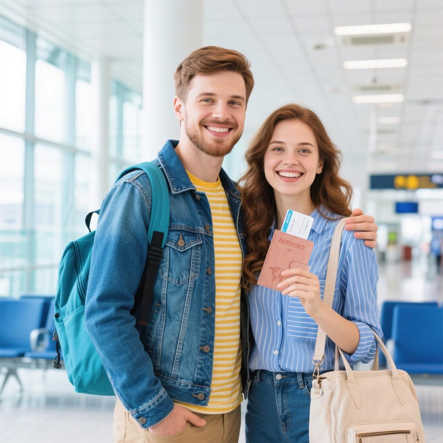 Portapasaportes de Cuero Rosa CsyuyHIF - Multifuncional y Seguro