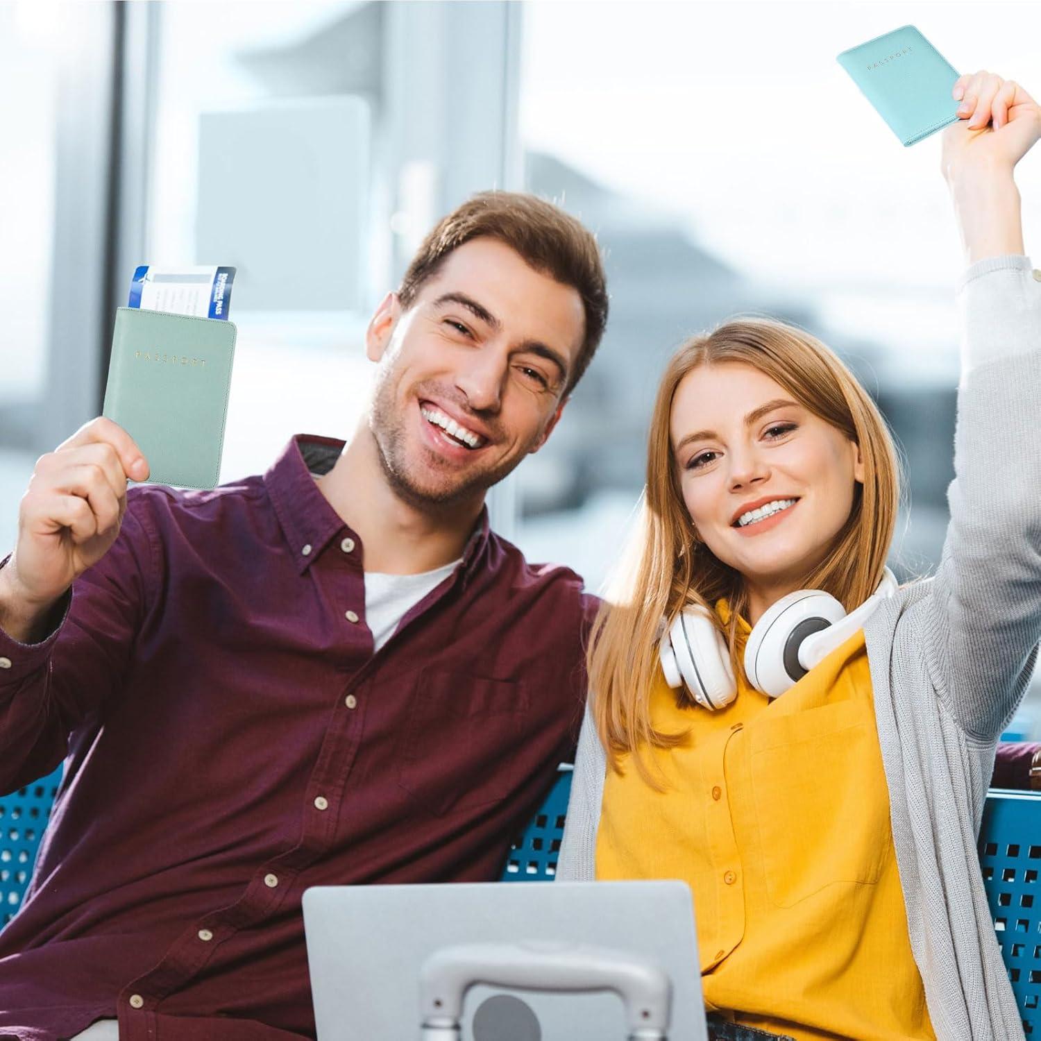 Fundas de Pasaporte Frienda 2 Piezas Cuero Impermeable