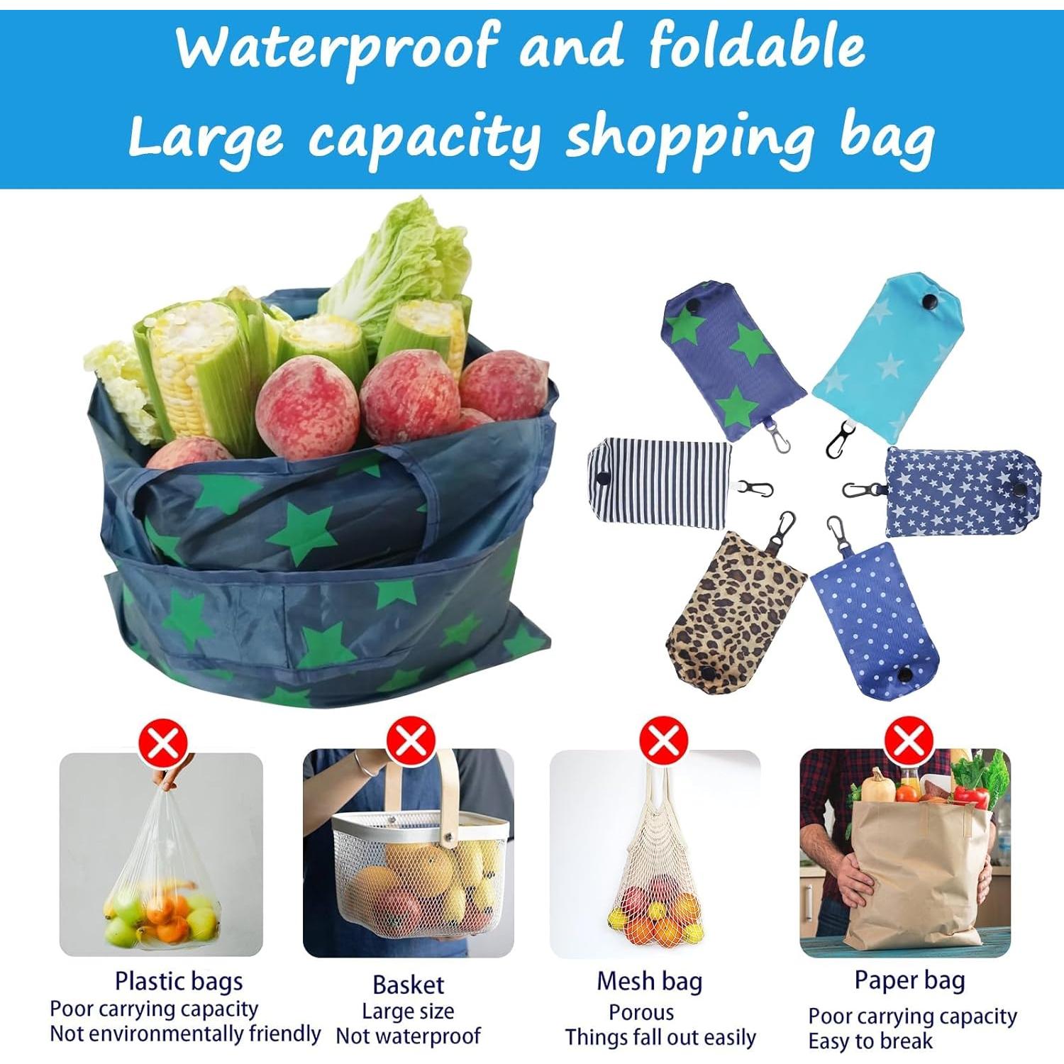 Bolsas de Compras Reutilizables Plegables 6 Pcs Ecológicas