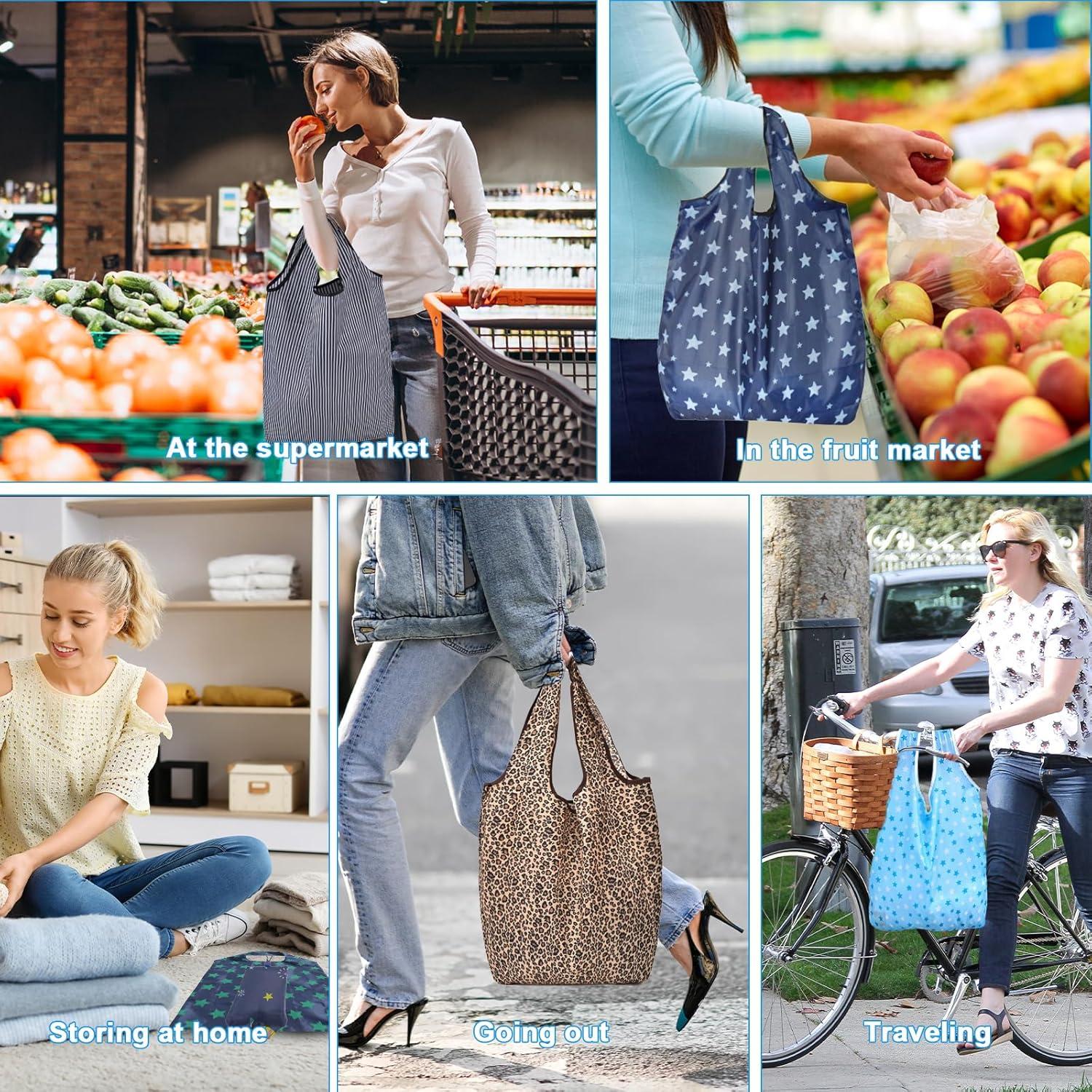 Bolsas de Compras Reutilizables Plegables 6 Pcs Ecológicas