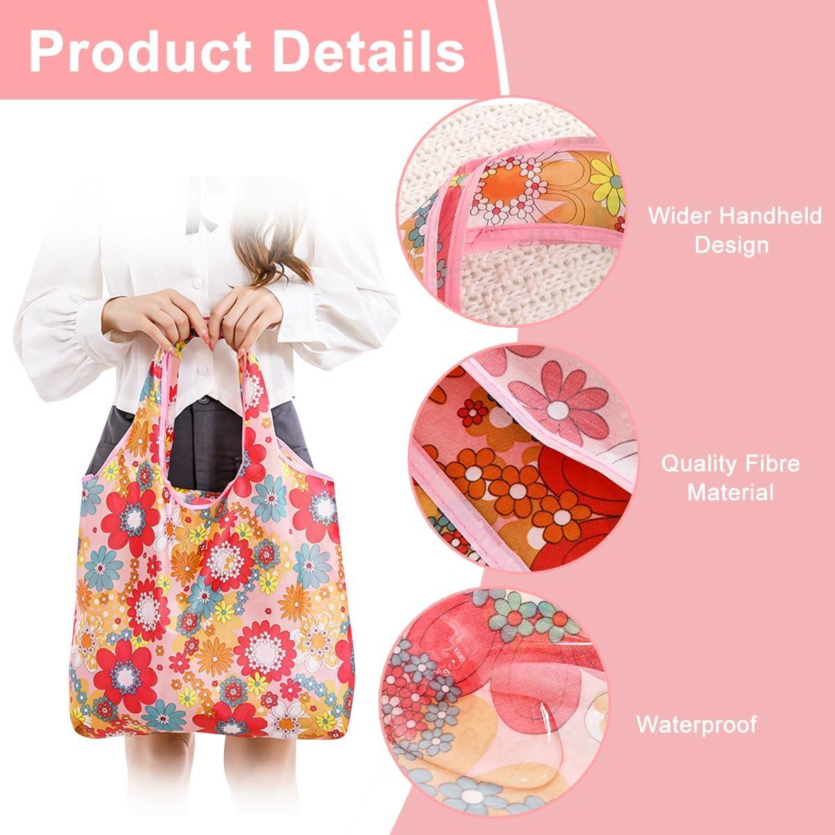 8 Bolsas de Compras Reutilizables Ecológicas Floral 60x38cm