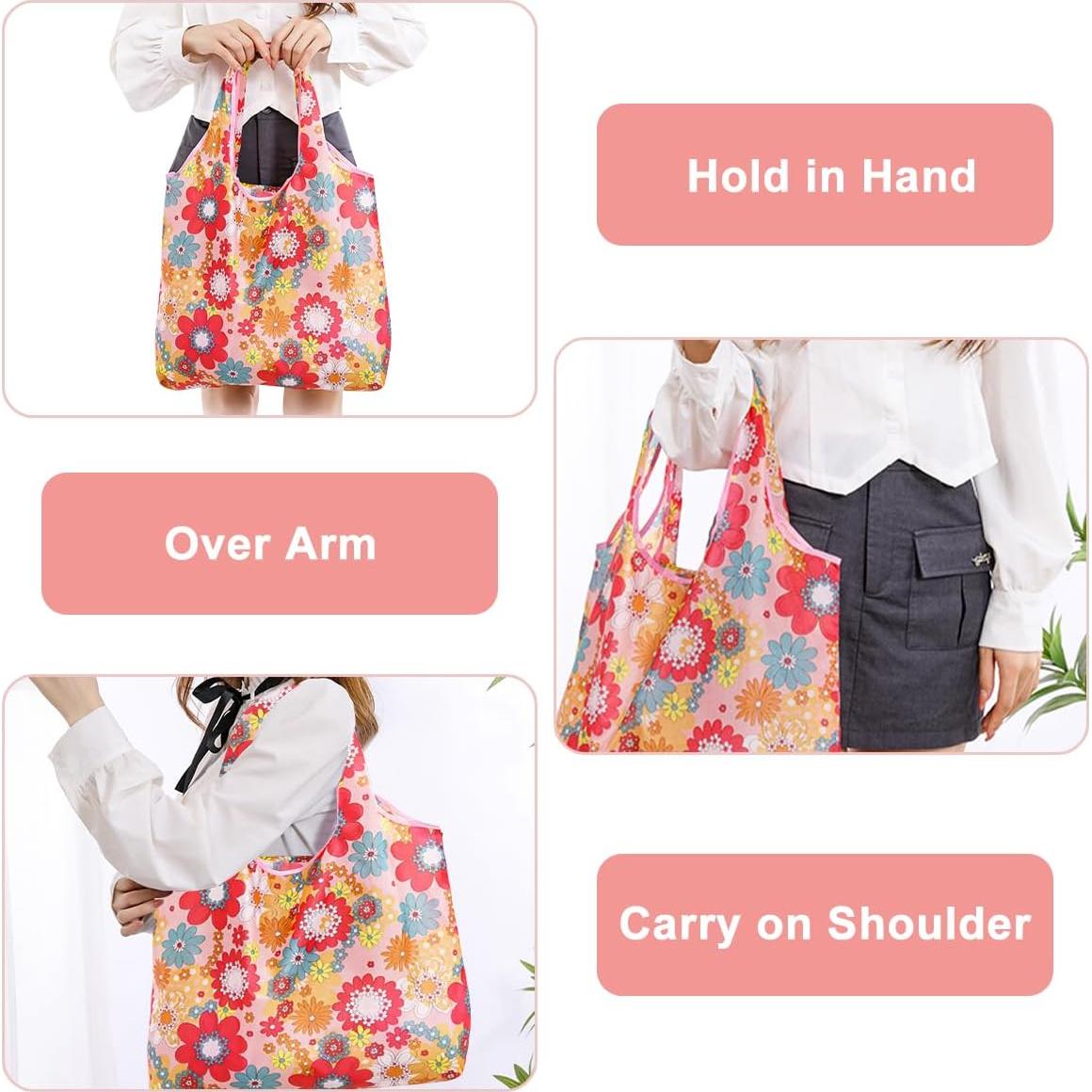 8 Bolsas de Compras Reutilizables Ecológicas Floral 60x38cm