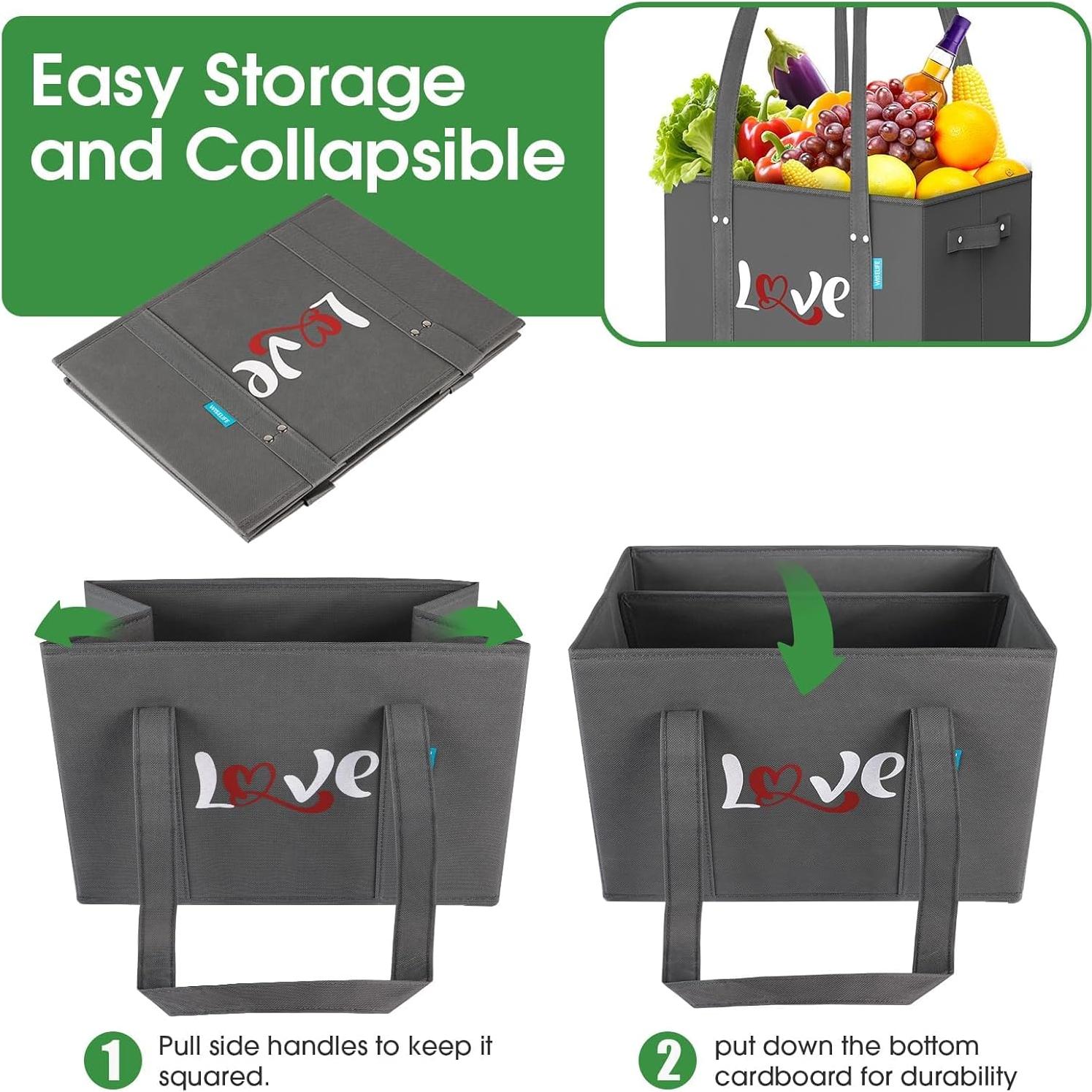 Bolsas de Compras Reutilizables WISELIFE 3 Piezas 37x25.4cm