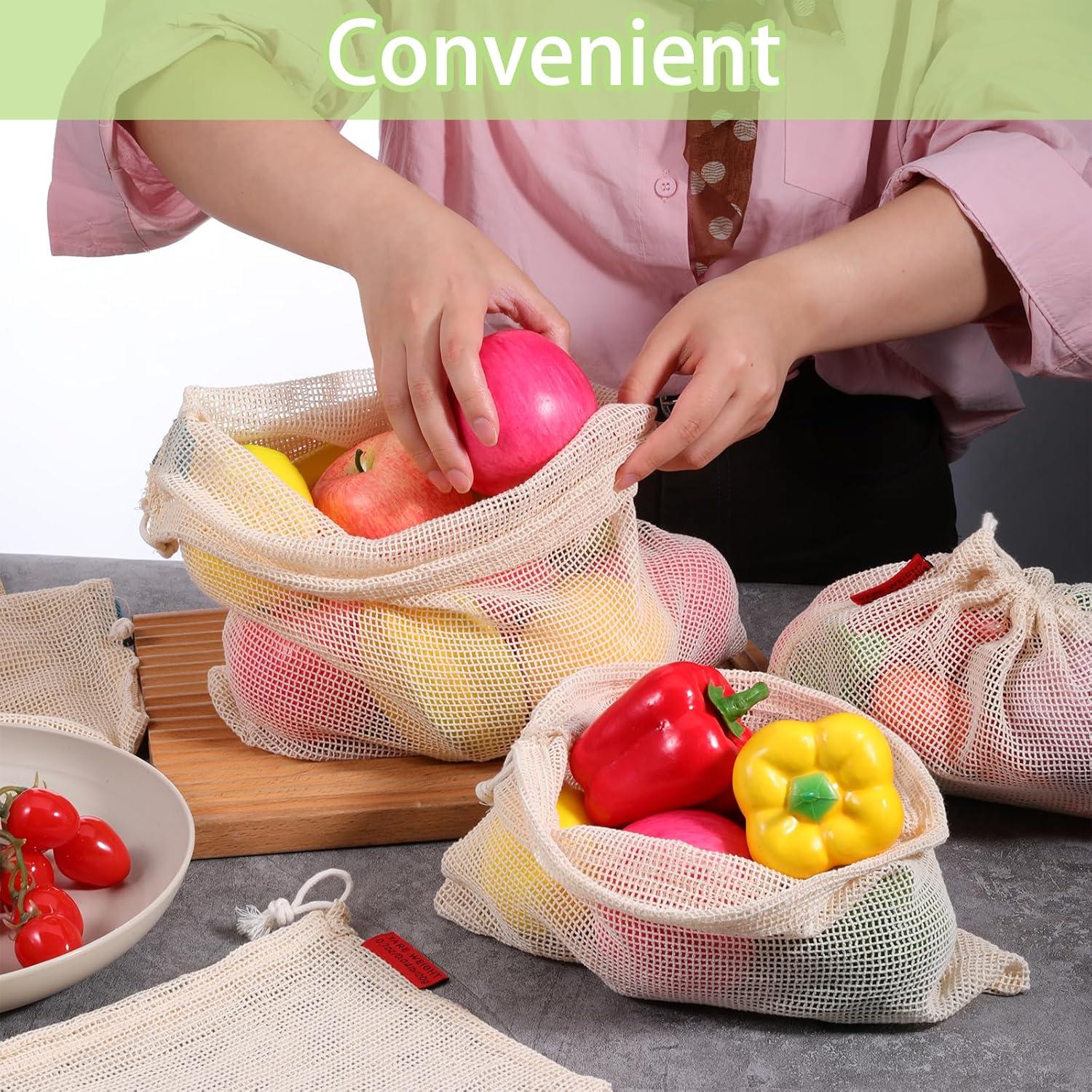 Paquete de 5 Bolsas de Malla Reutilizables Zyghjort para Alimentos