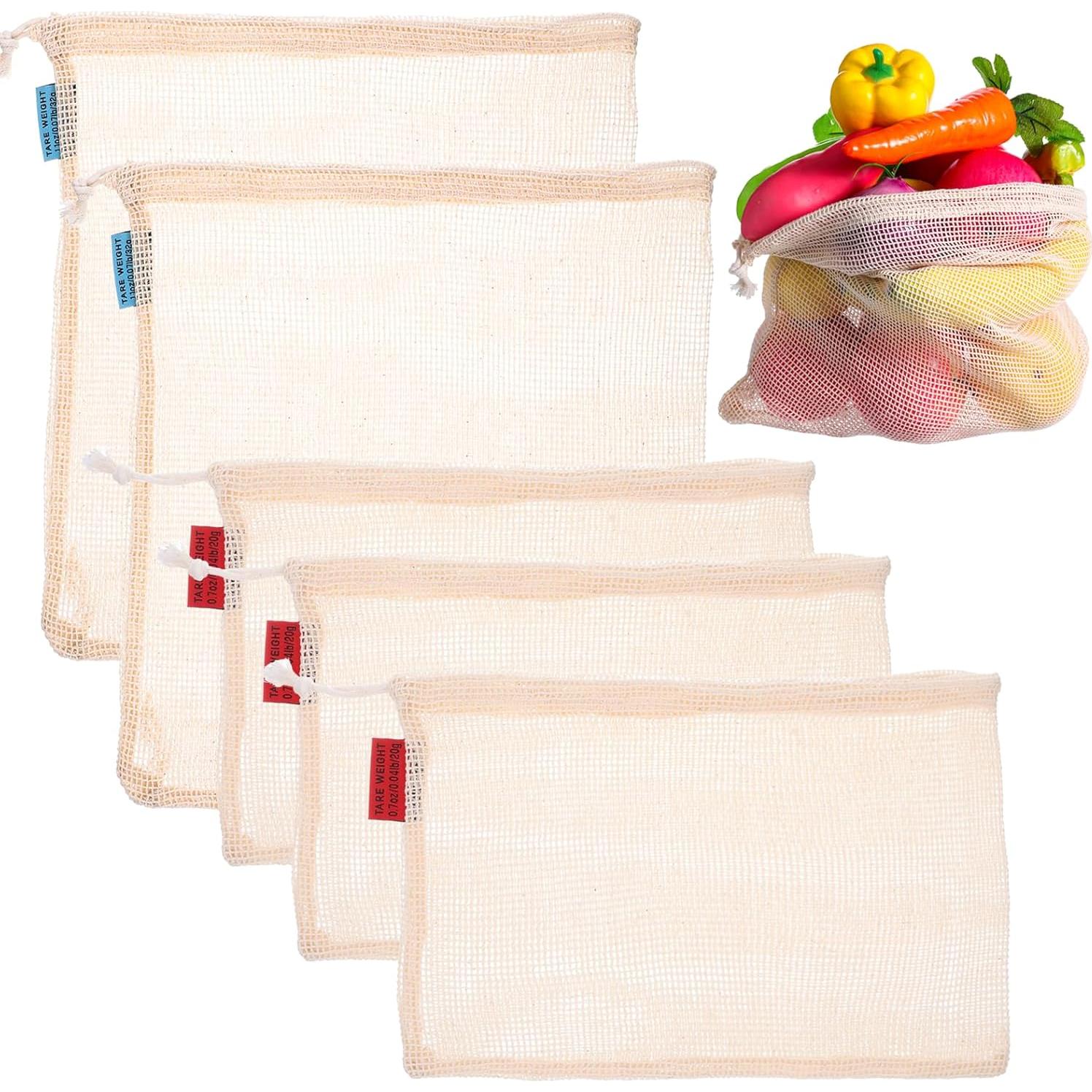 Paquete de 5 Bolsas de Malla Reutilizables Zyghjort para Alimentos