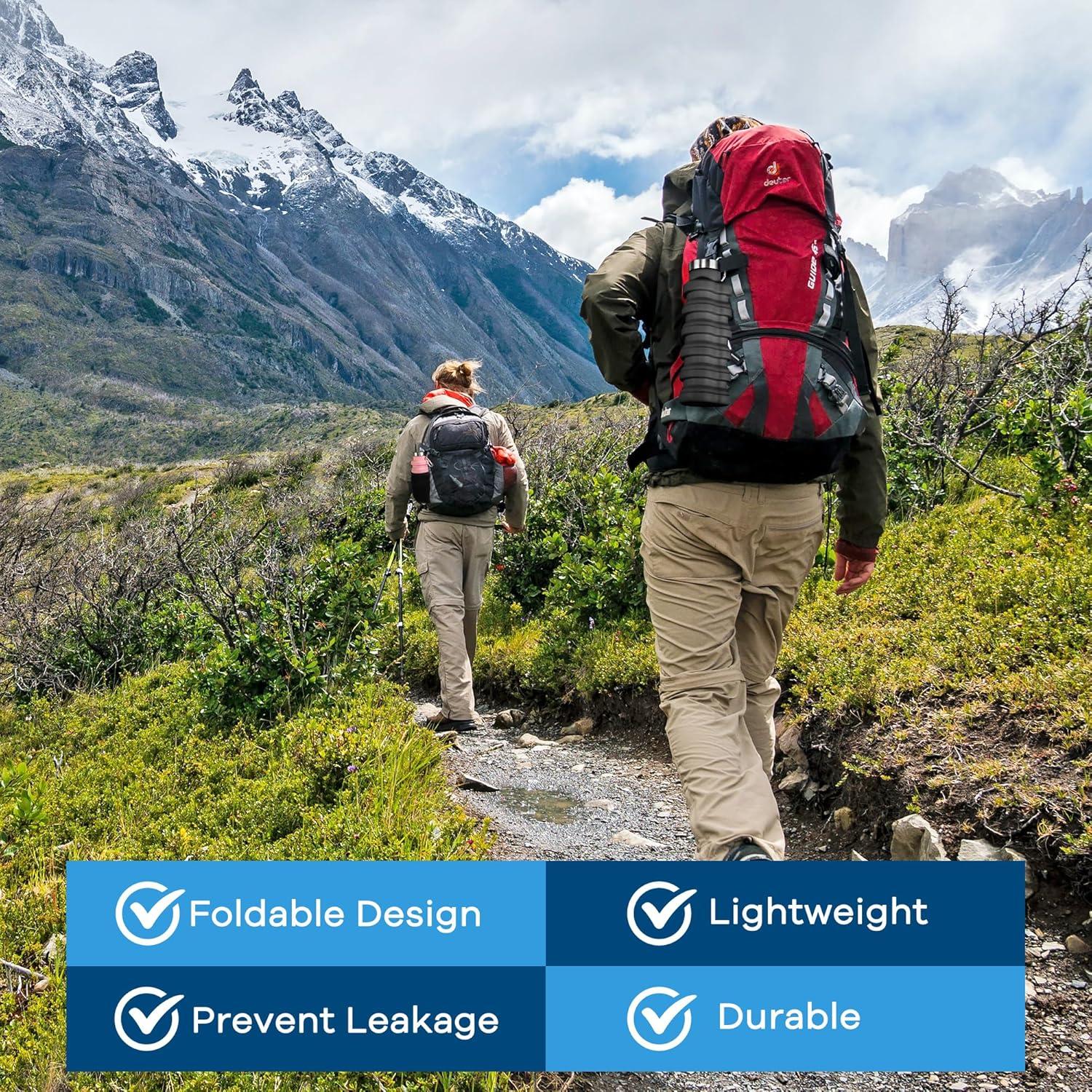 Botella de Agua Plegable Sitanflex 500ml Negra a Prueba de Fugas